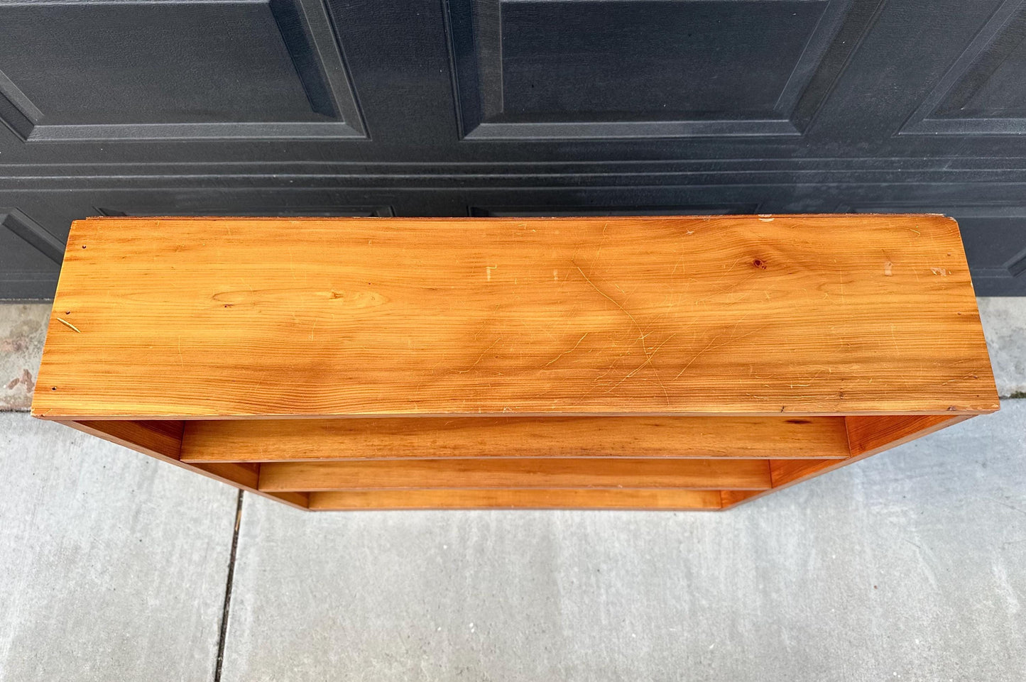 Vintage Mid 1900's Solid Wood Three Tier Bookcase Narrow Bookshelf