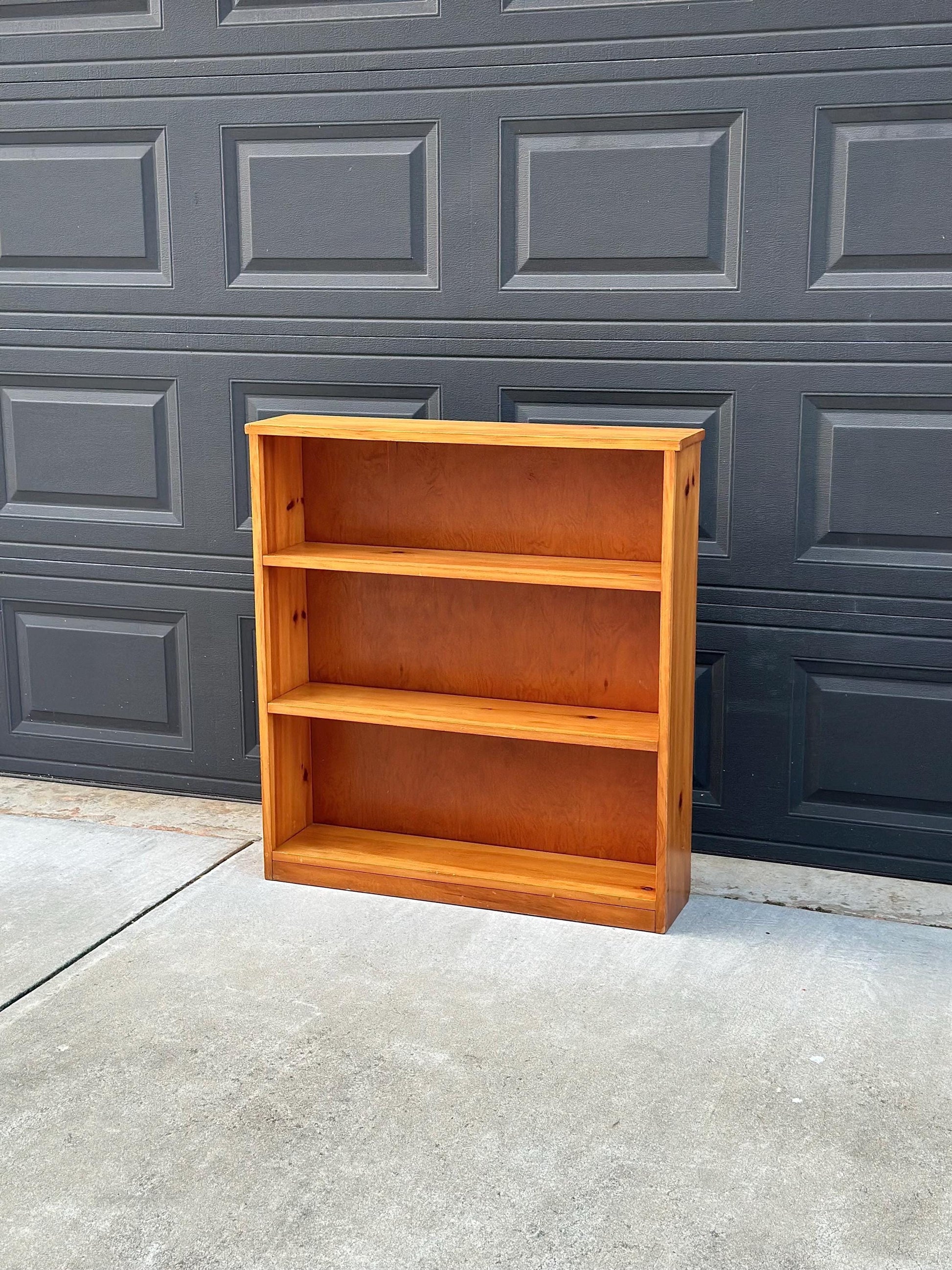 Vintage Mid 1900's Solid Wood Three Tier Bookcase Narrow Bookshelf
