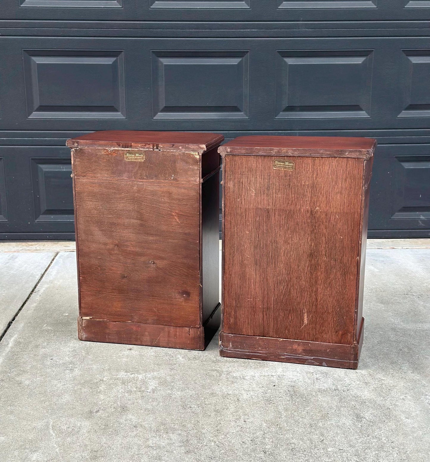 Vintage Mid 1900's Single Drawer Mahogany Wood Nightstands with Cabinet – a Pair