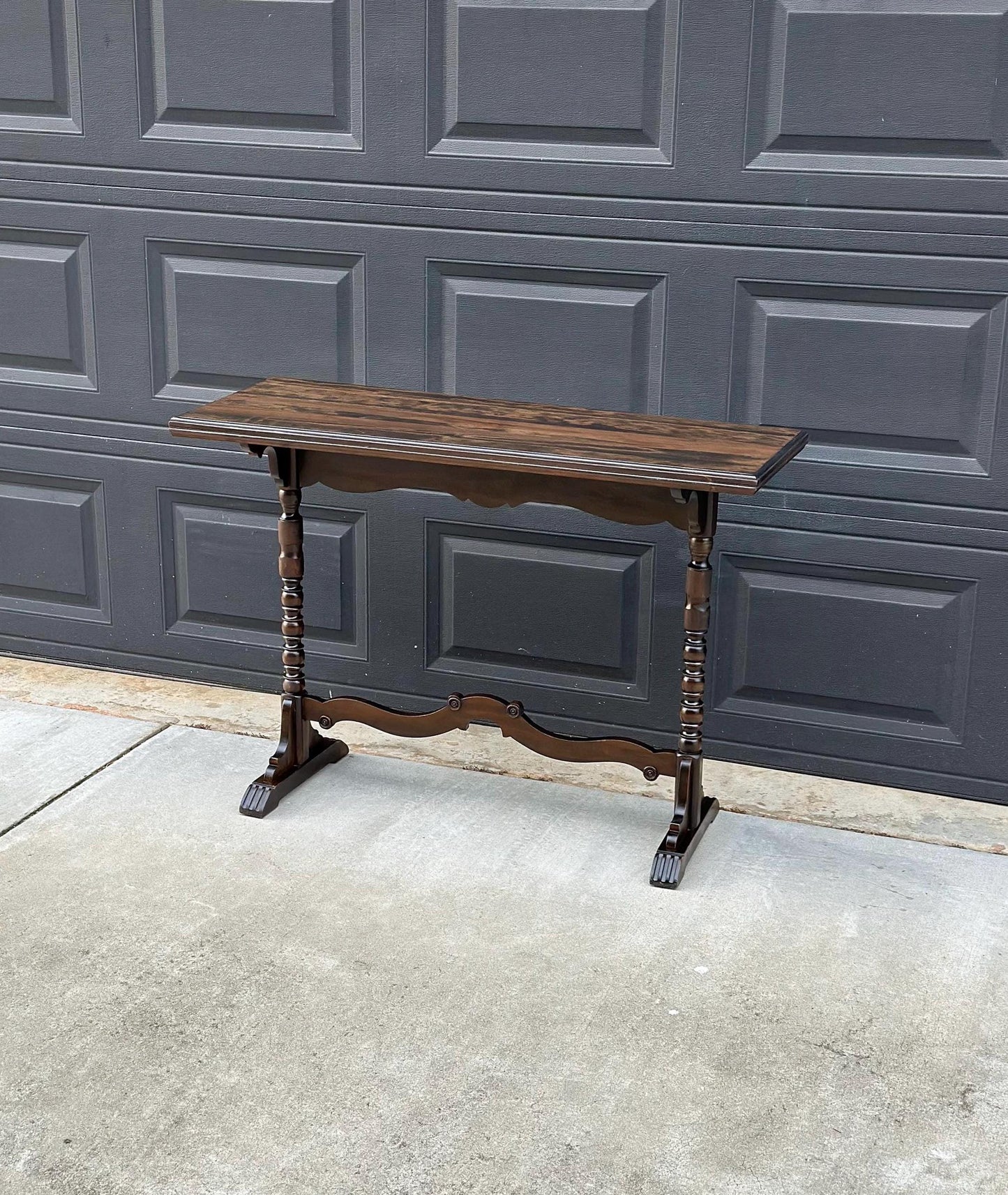 Antique Late 1800's Walnut Spindle Leg Solid Wood Narrow Accent Table