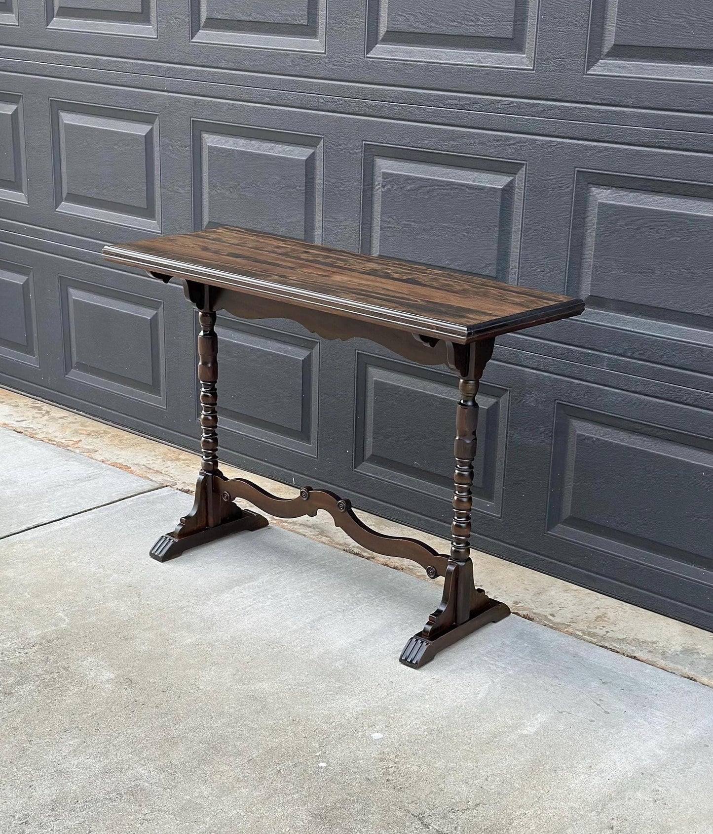 Antique Late 1800's Walnut Spindle Leg Solid Wood Narrow Accent Table