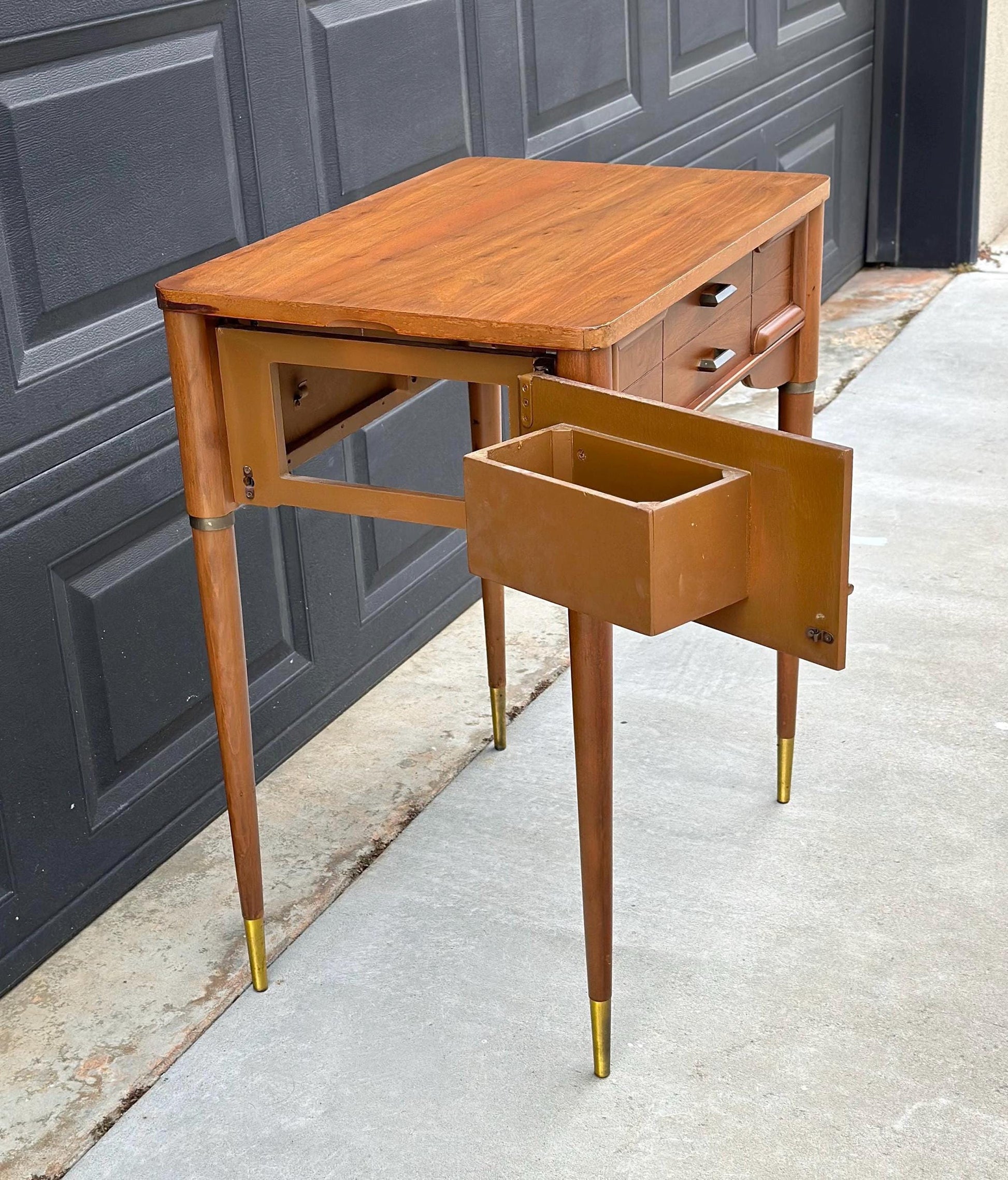Vintage Mid 1900's Walnut MCM Entry Accent Table