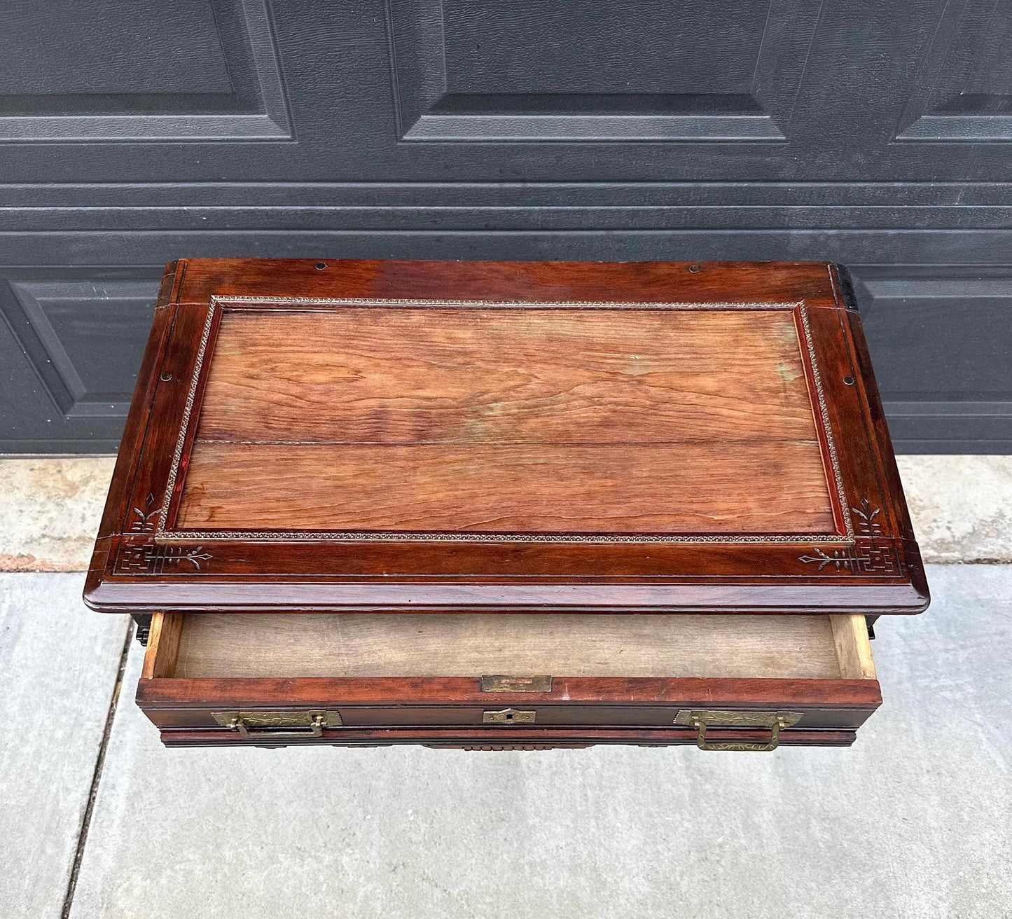 Antique Mid 1800's Walnut Eastlake Single Drawer Solid Wood Accent Entry Table