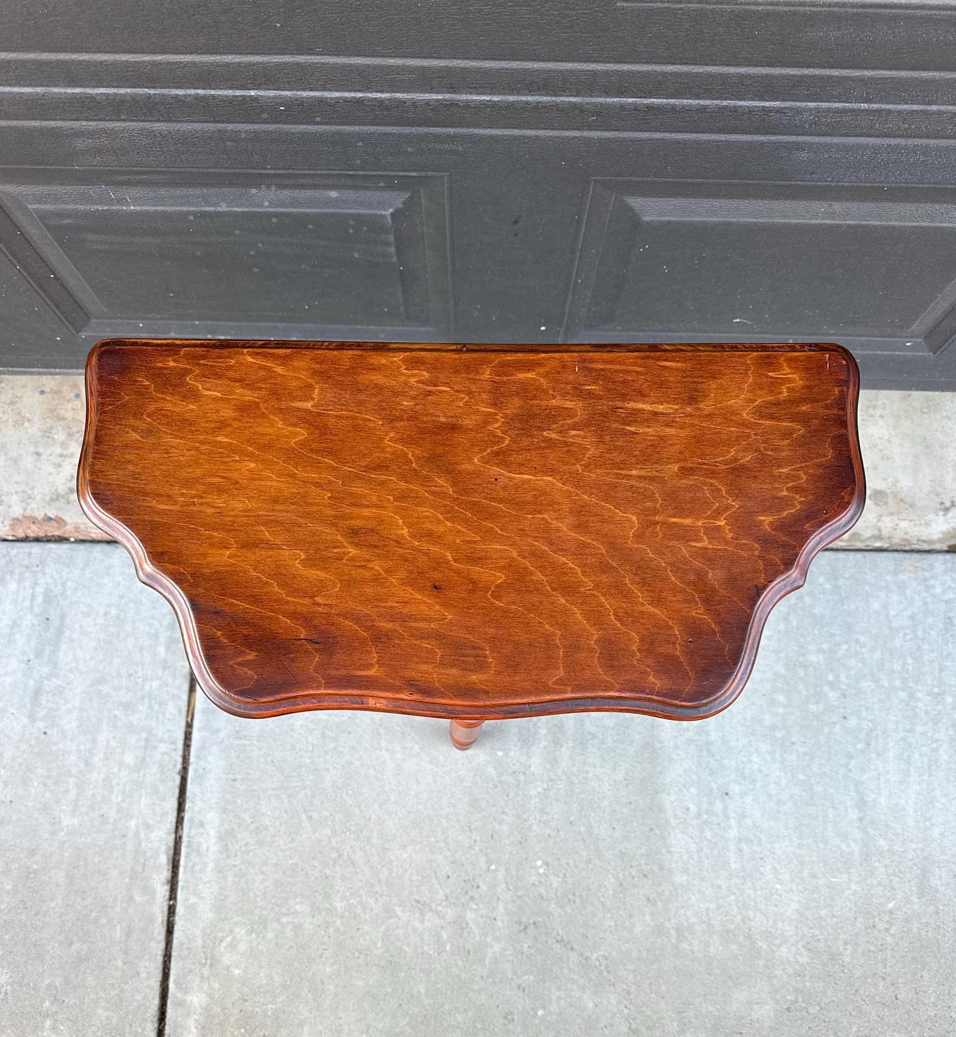 Antique Late 1800's Cherry & Maple Solid Wood Half Moon Side Table