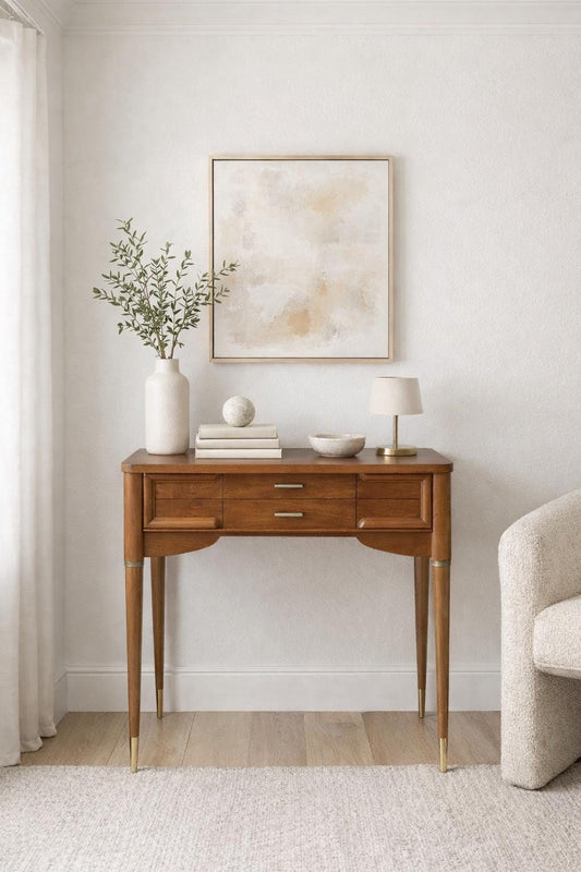 Vintage Mid 1900's Walnut MCM Entry Accent Table