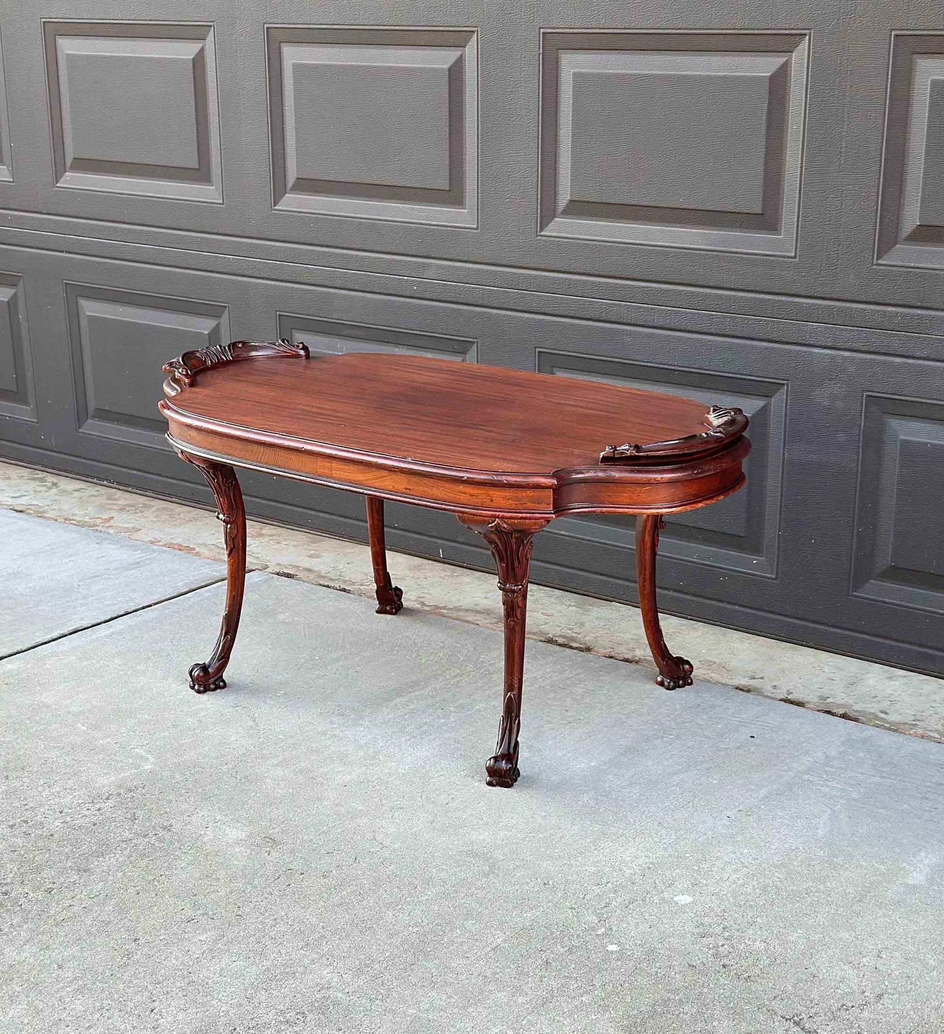 Antique Early 1900's Victorian Mahogany Wood Coffee Table