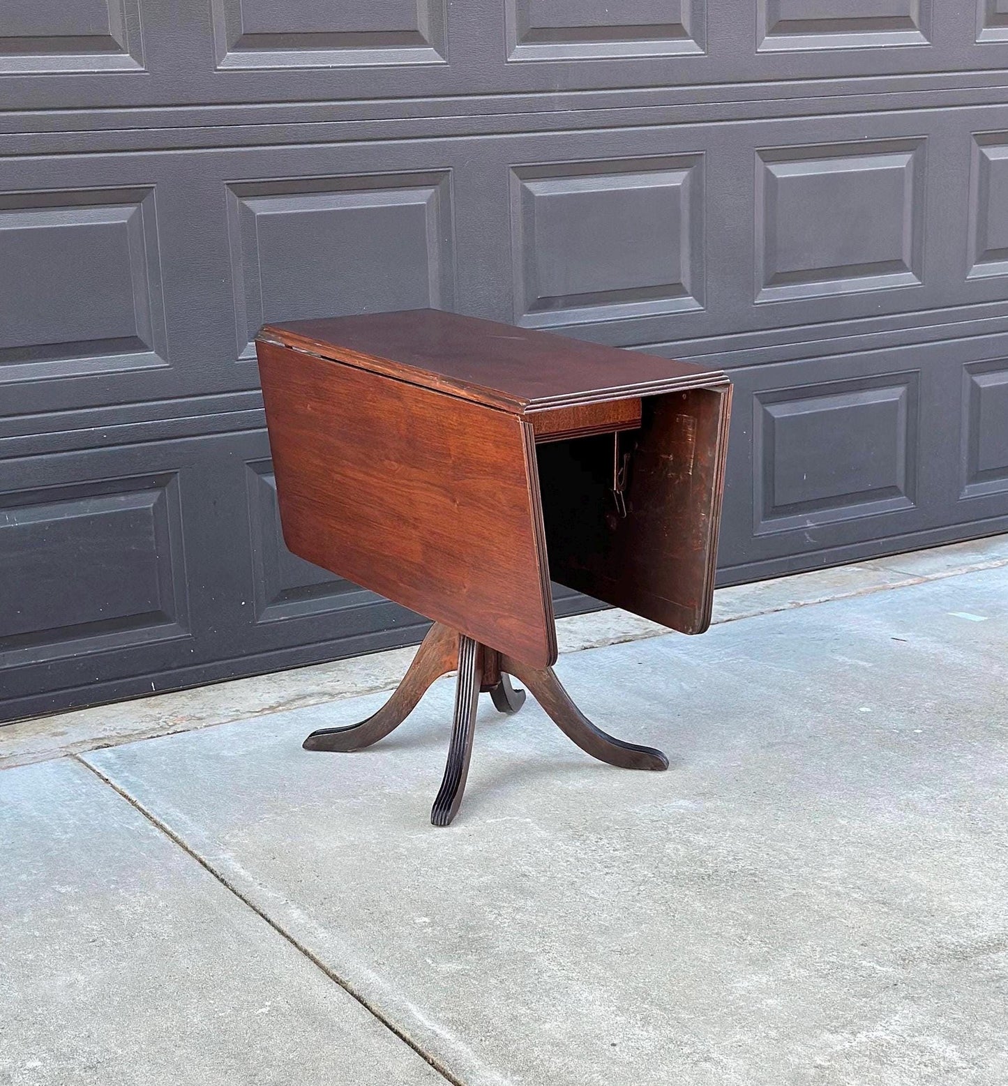 Antique Early 1900's Traditional Mahogany Folding Drop Leaf Solid Wood Dining Table