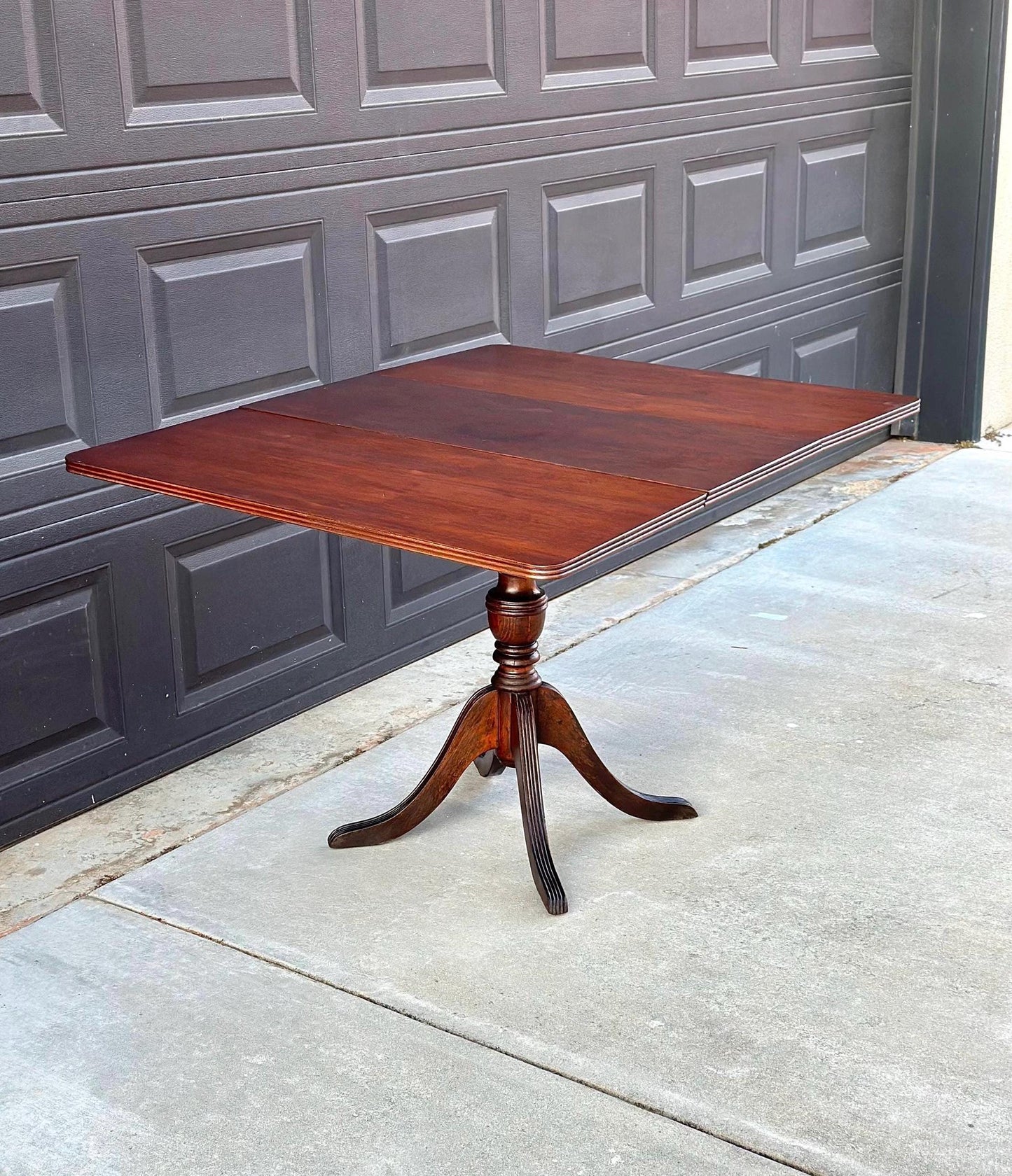 Antique Early 1900's Traditional Mahogany Folding Drop Leaf Solid Wood Dining Table
