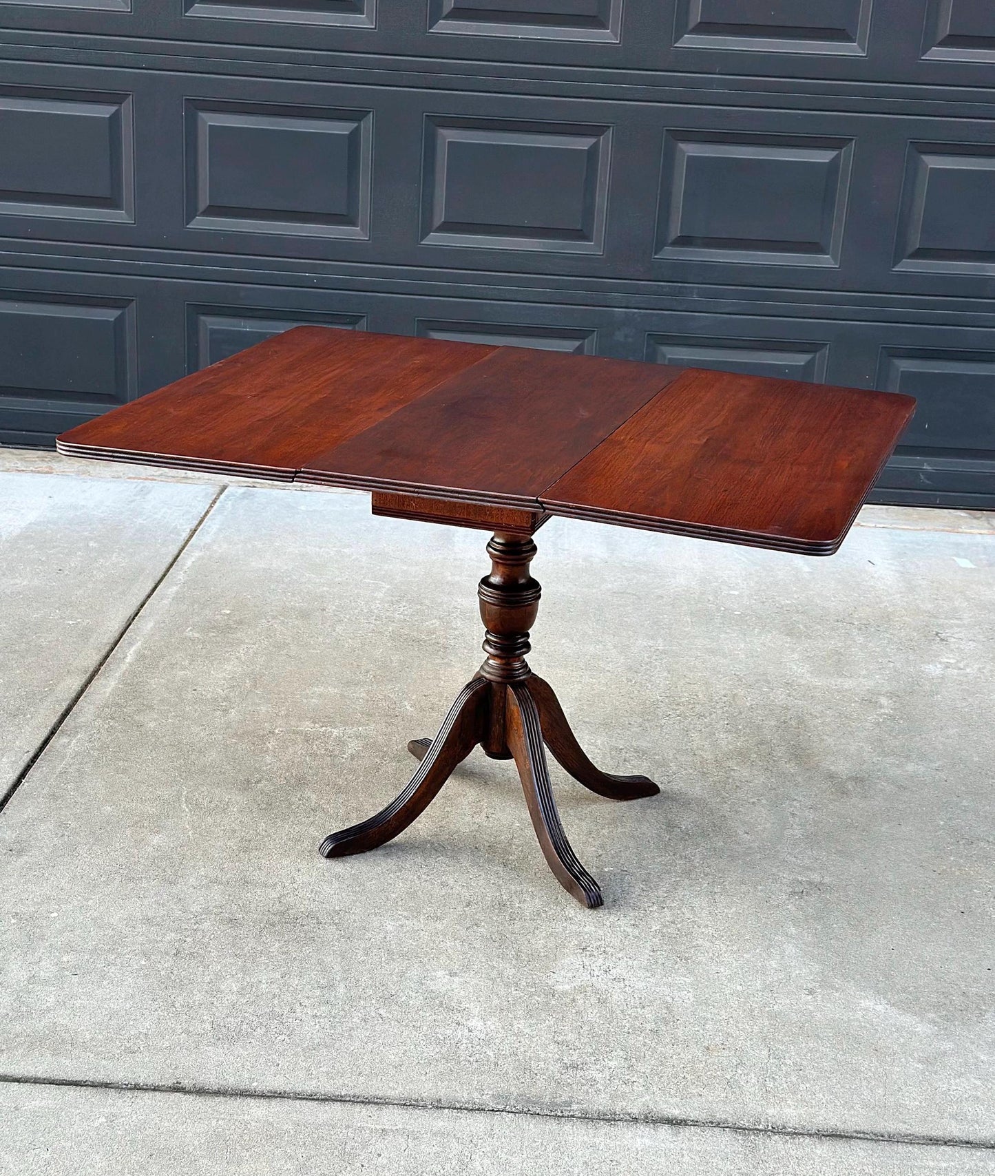 Antique Early 1900's Traditional Mahogany Folding Drop Leaf Solid Wood Dining Table