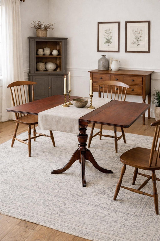 Antique Early 1900's Traditional Mahogany Folding Drop Leaf Solid Wood Dining Table