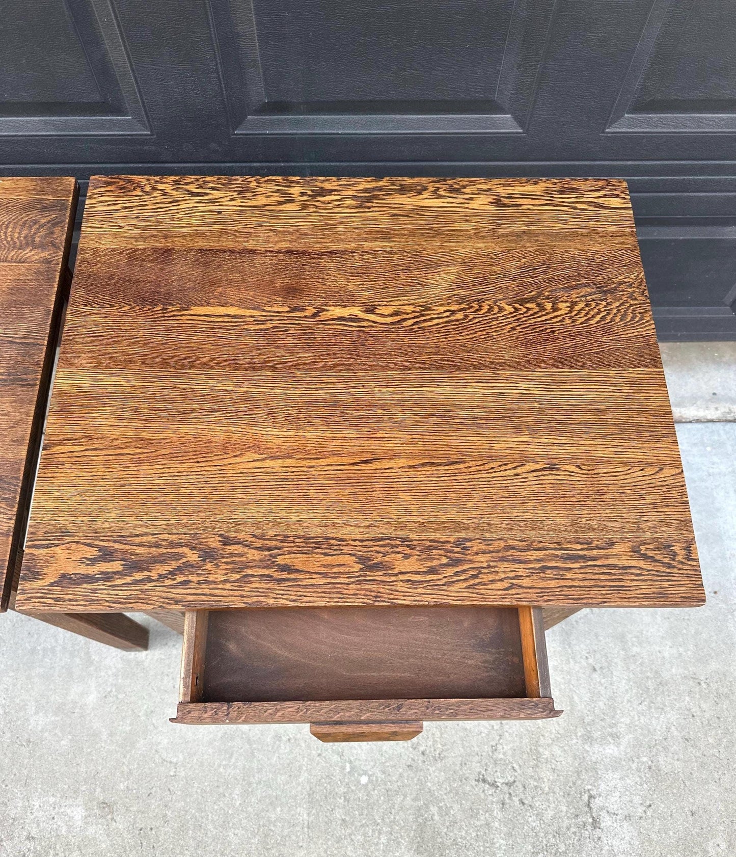 Antique Early 1900's Solid Wood Craftsman Large Oak End Tables - a Pair