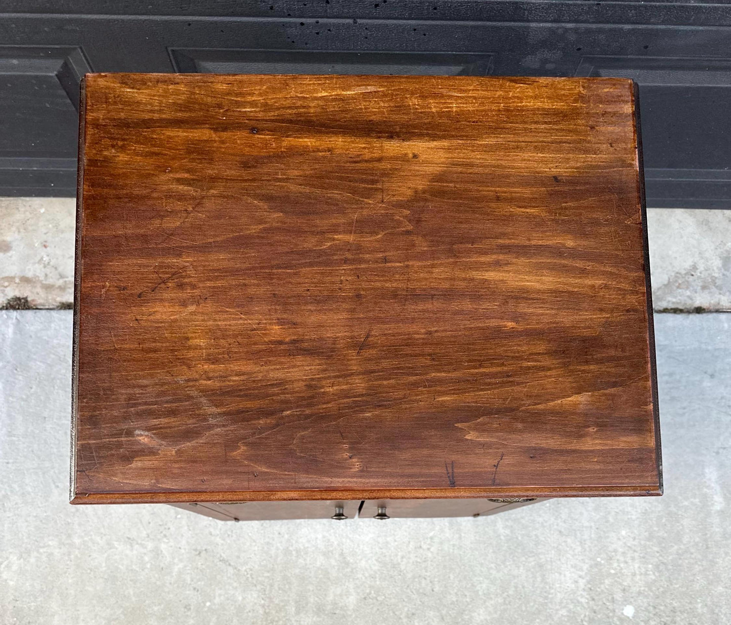 Antique Early 1900's Solid Cherry Wood Lift Top Side Cabinet