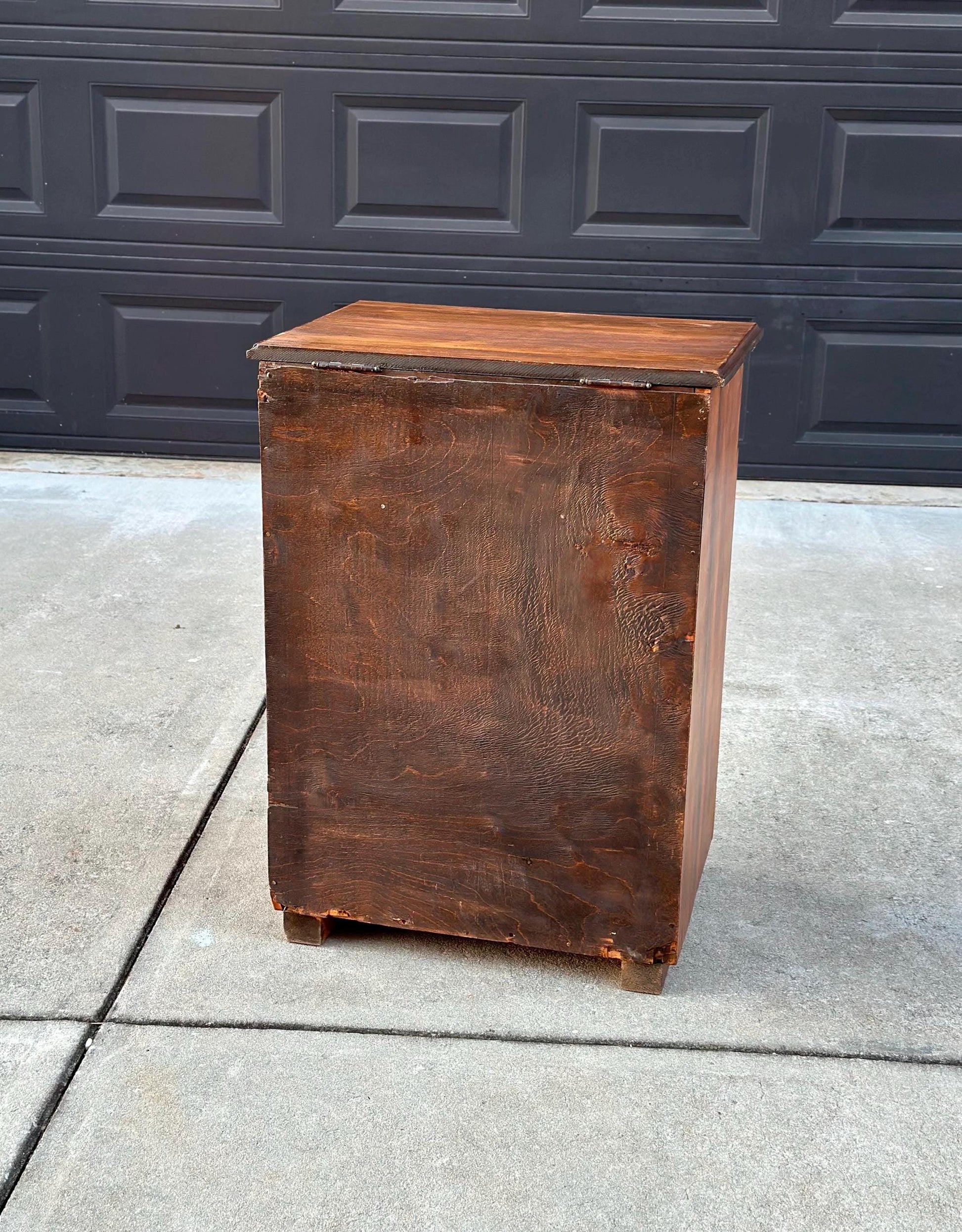 Antique Early 1900's Solid Cherry Wood Lift Top Side Cabinet
