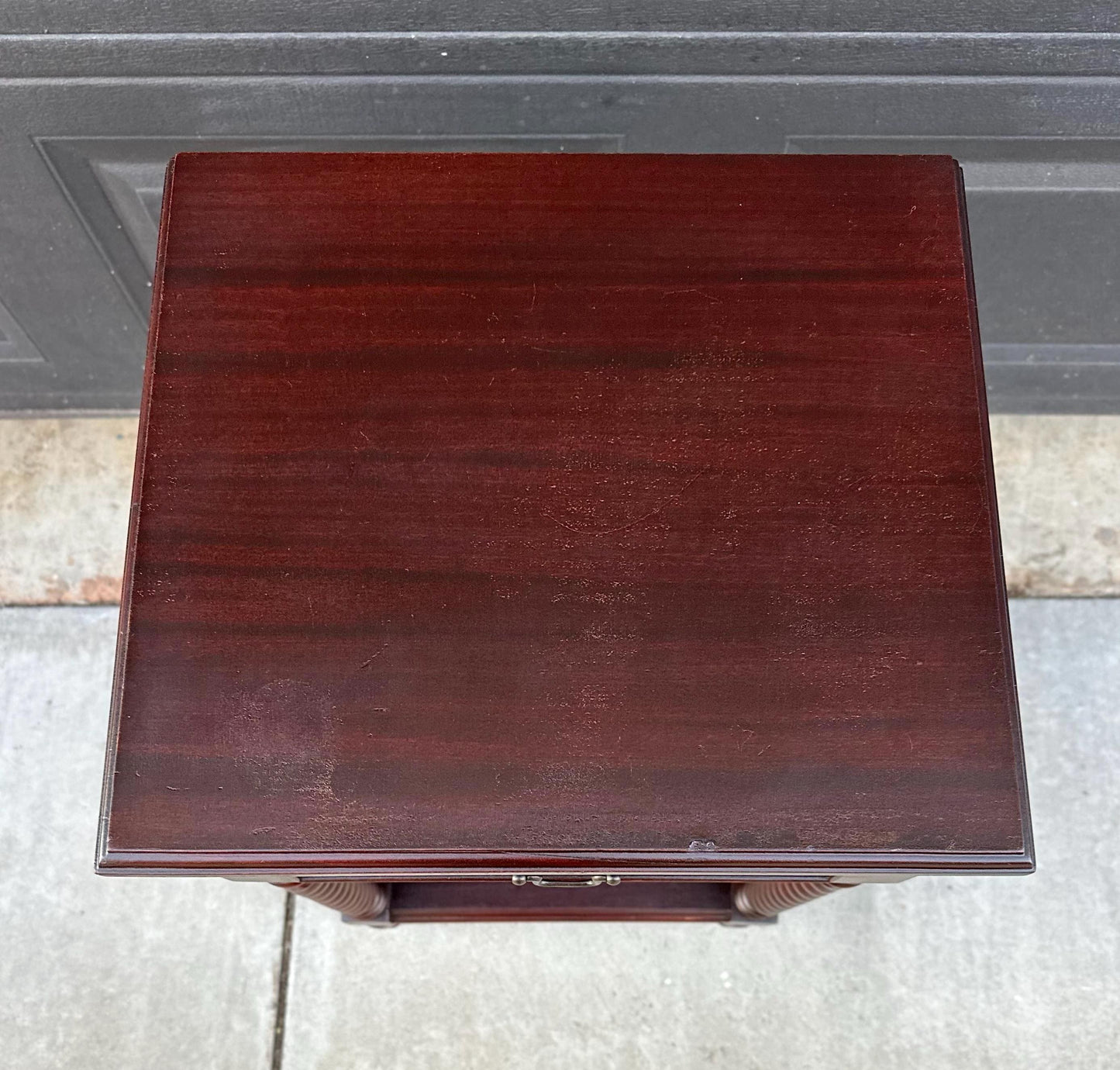 Vintage Mid 1900's Mahogany Wood Turned Leg Single Drawer Side Table