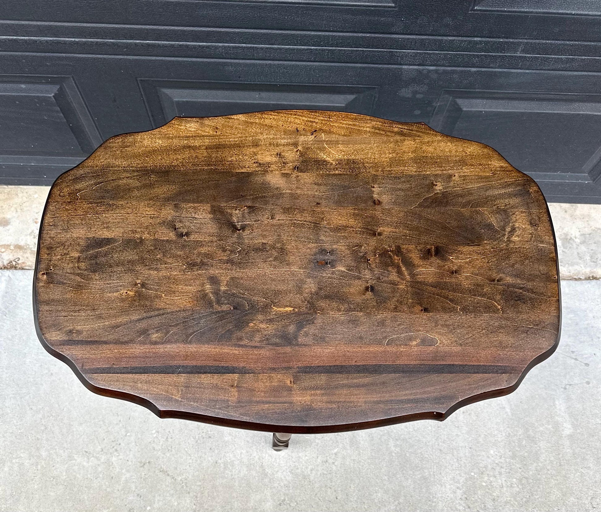 Antique Early 1900's Solid Wood Spindle Leg Walnut Accent Table