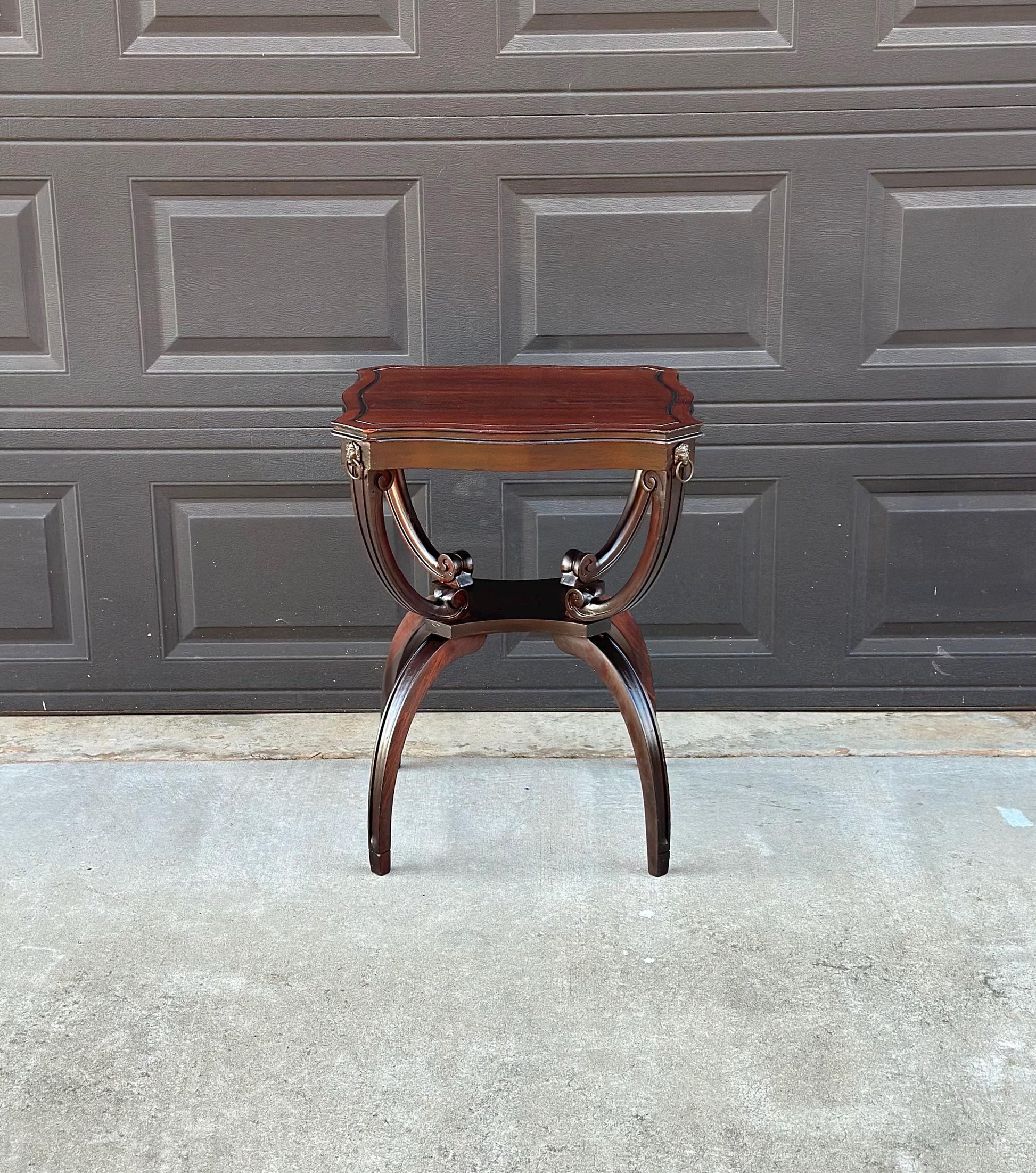 Antique Early 1900's Mahogany Wood Carved Sculptural Accent Table