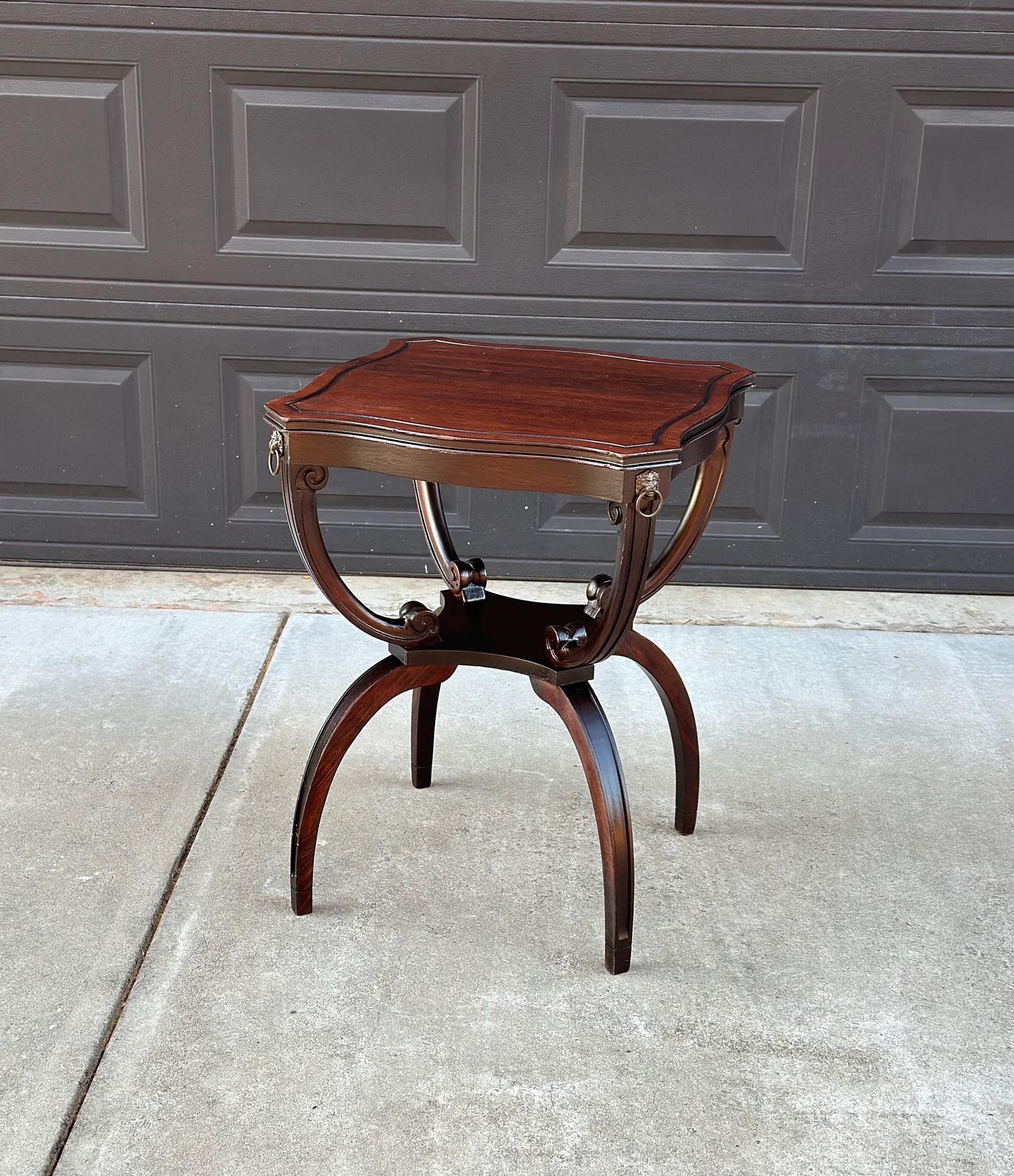 Antique Early 1900's Mahogany Wood Carved Sculptural Accent Table