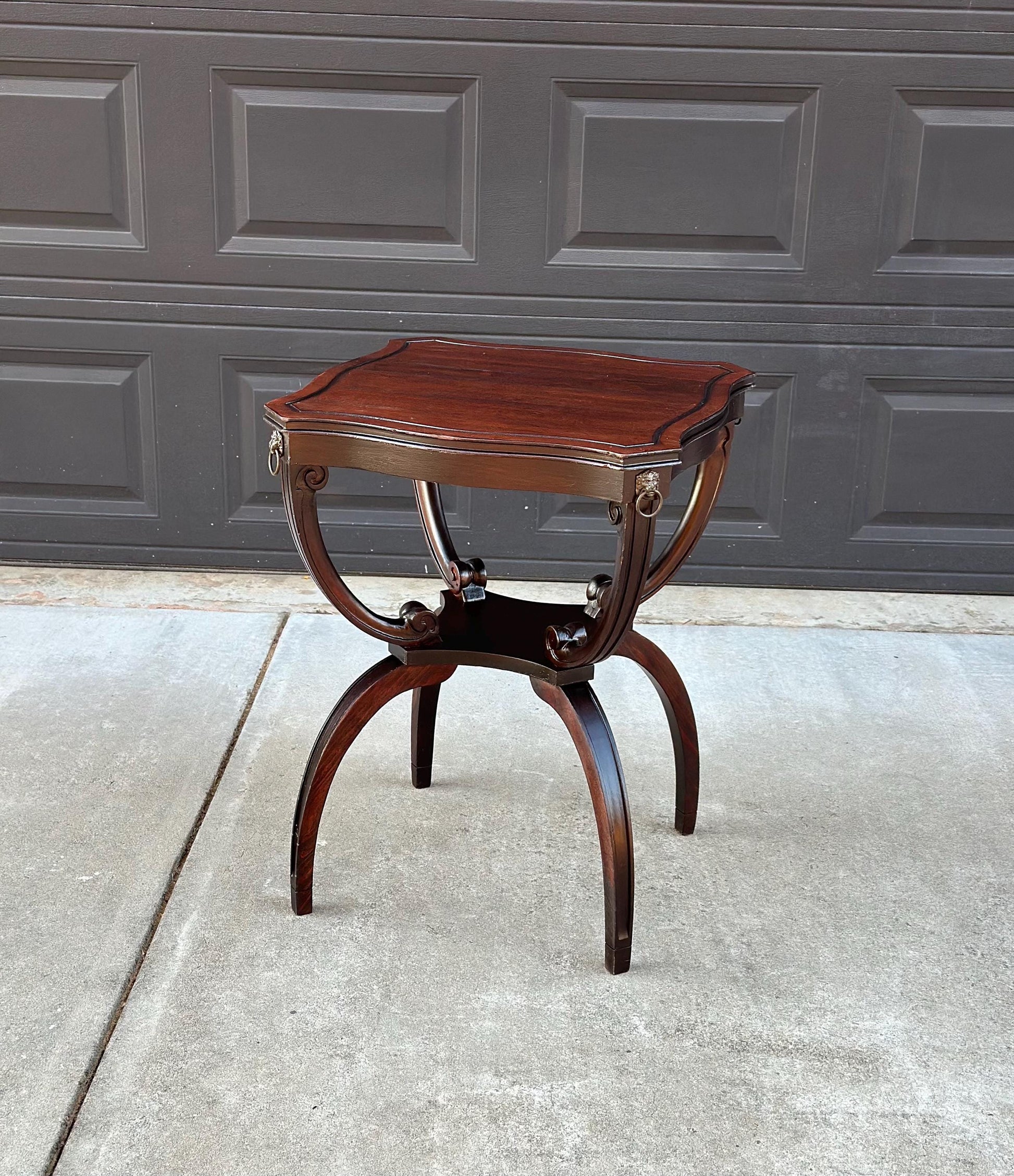 Antique Early 1900's Mahogany Wood Carved Sculptural Accent Table
