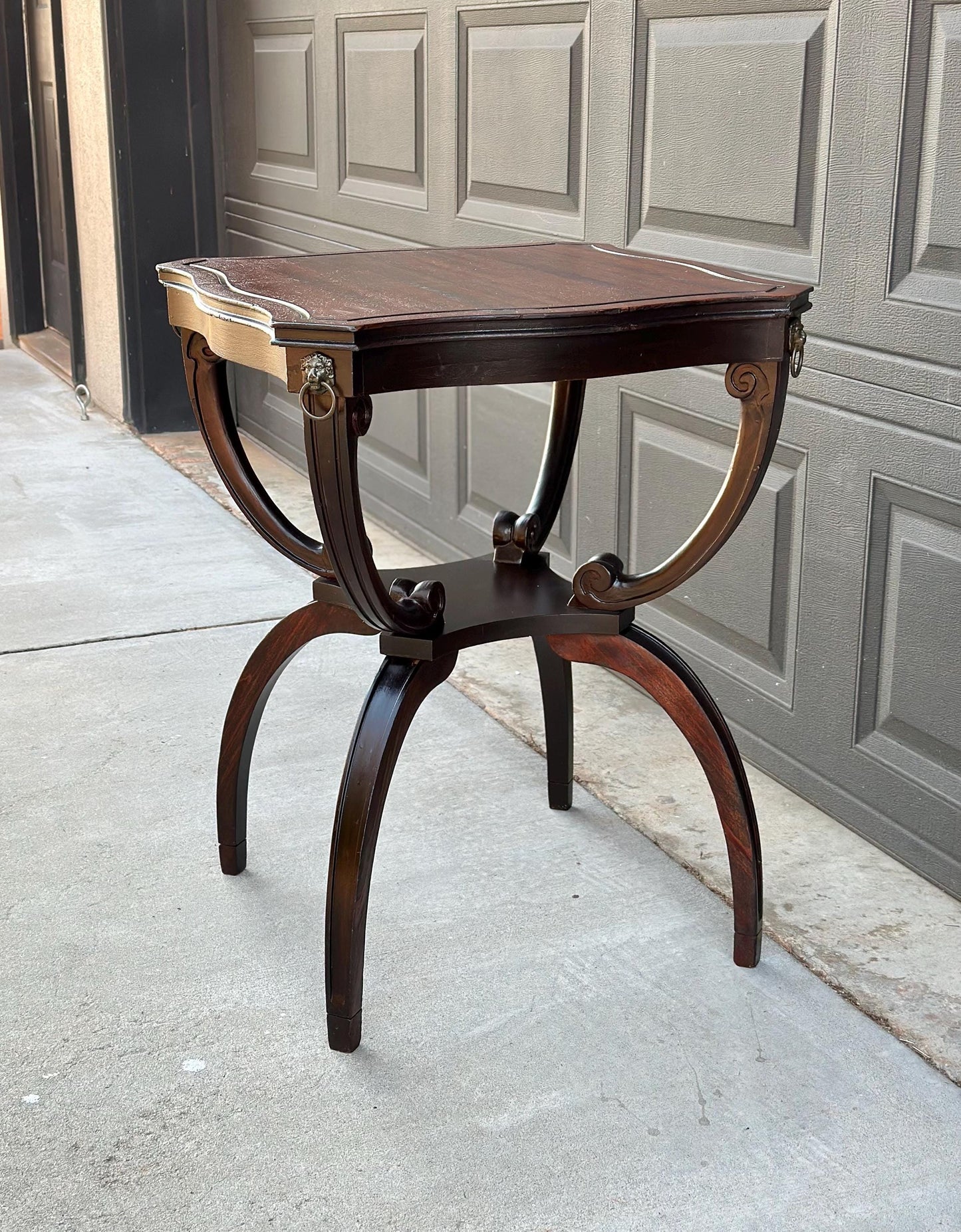 Antique Early 1900's Mahogany Wood Carved Sculptural Accent Table