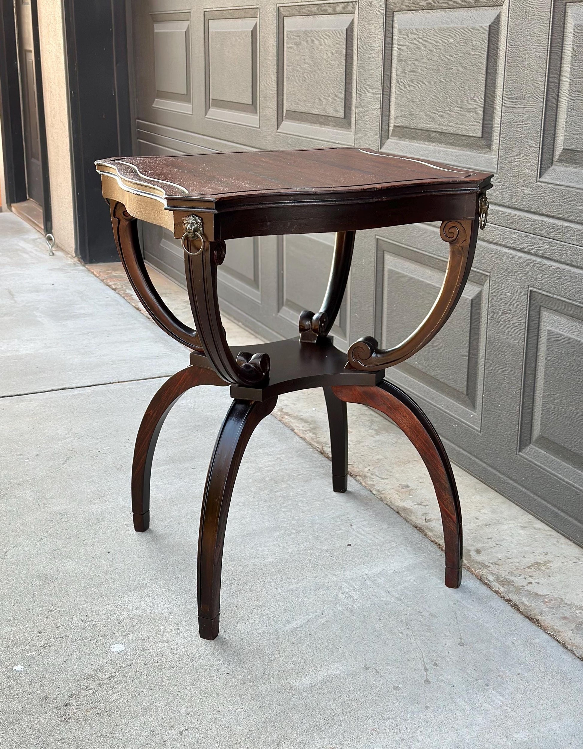 Antique Early 1900's Mahogany Wood Carved Sculptural Accent Table