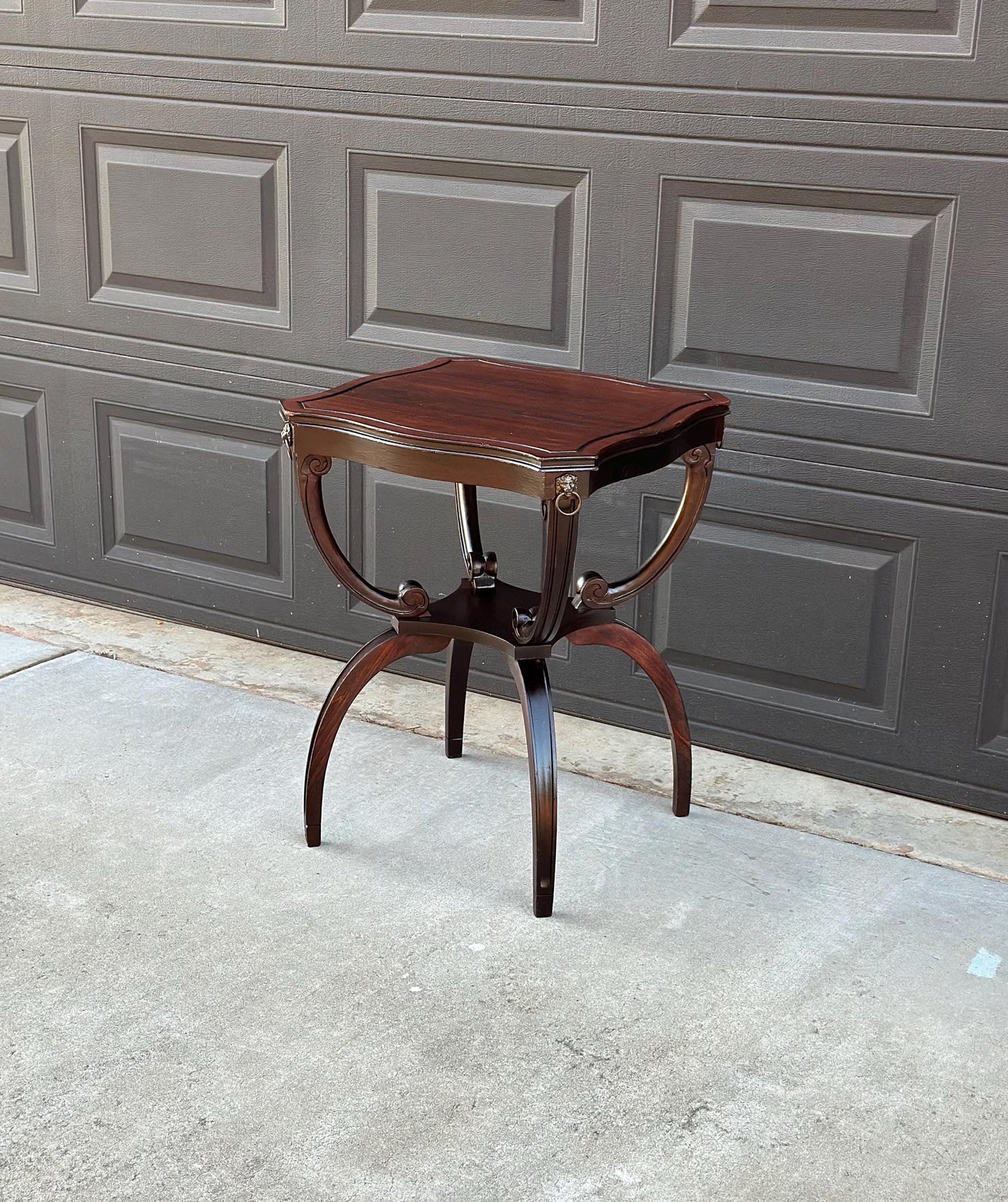 Antique Early 1900's Mahogany Wood Carved Sculptural Accent Table