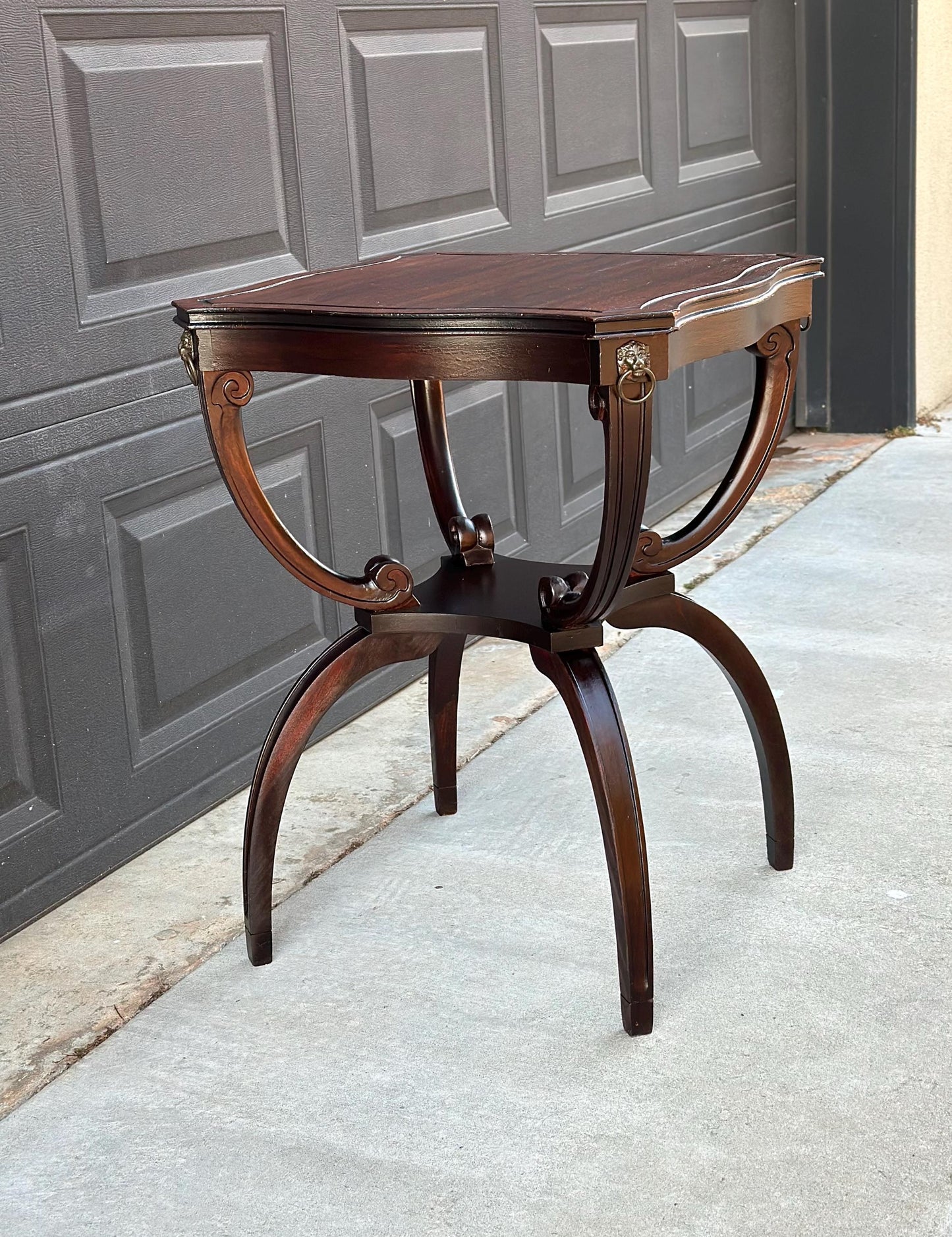 Antique Early 1900's Mahogany Wood Carved Sculptural Accent Table