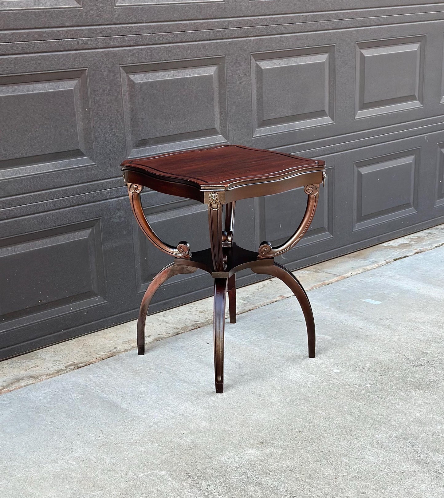 Antique Early 1900's Mahogany Wood Carved Sculptural Accent Table