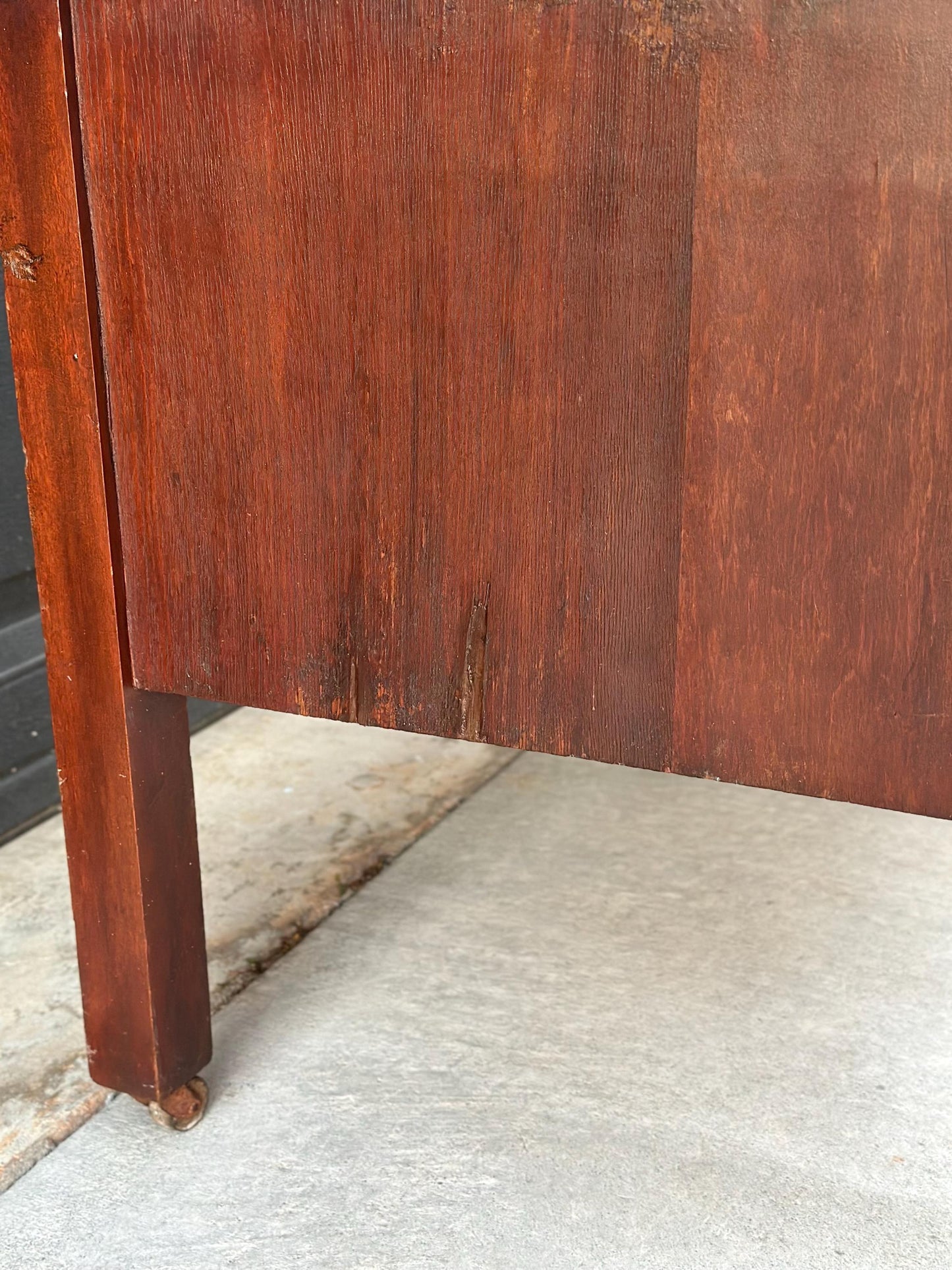 Antique Early 1900's Solid Wood Blanket Chest - Turned Leg Mahogany Princess Low Dresser on Casters