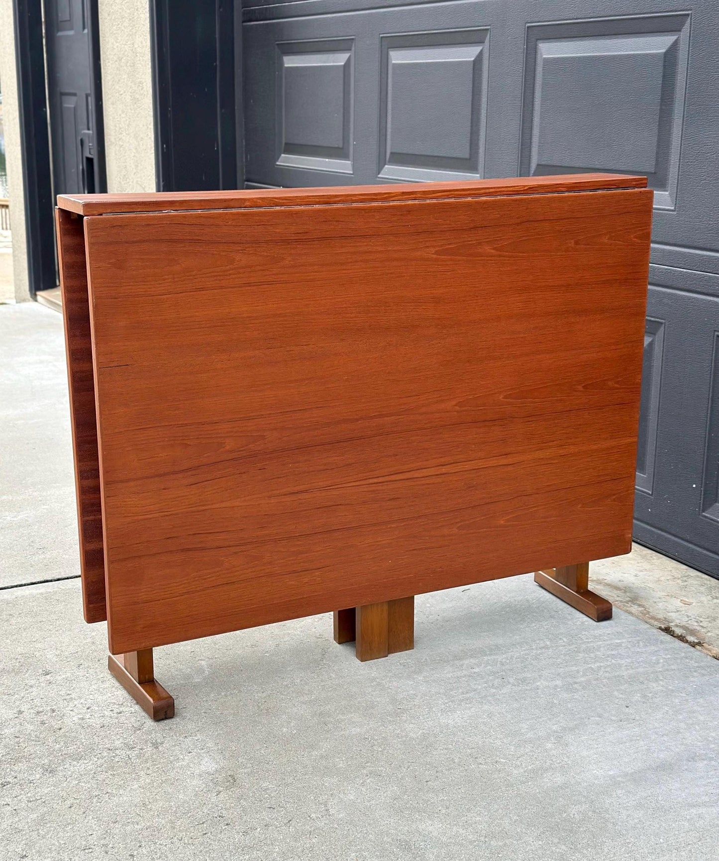 Vintage Mid 1900's Folding Teak Wood Scandinavian Dropleaf Dining Table