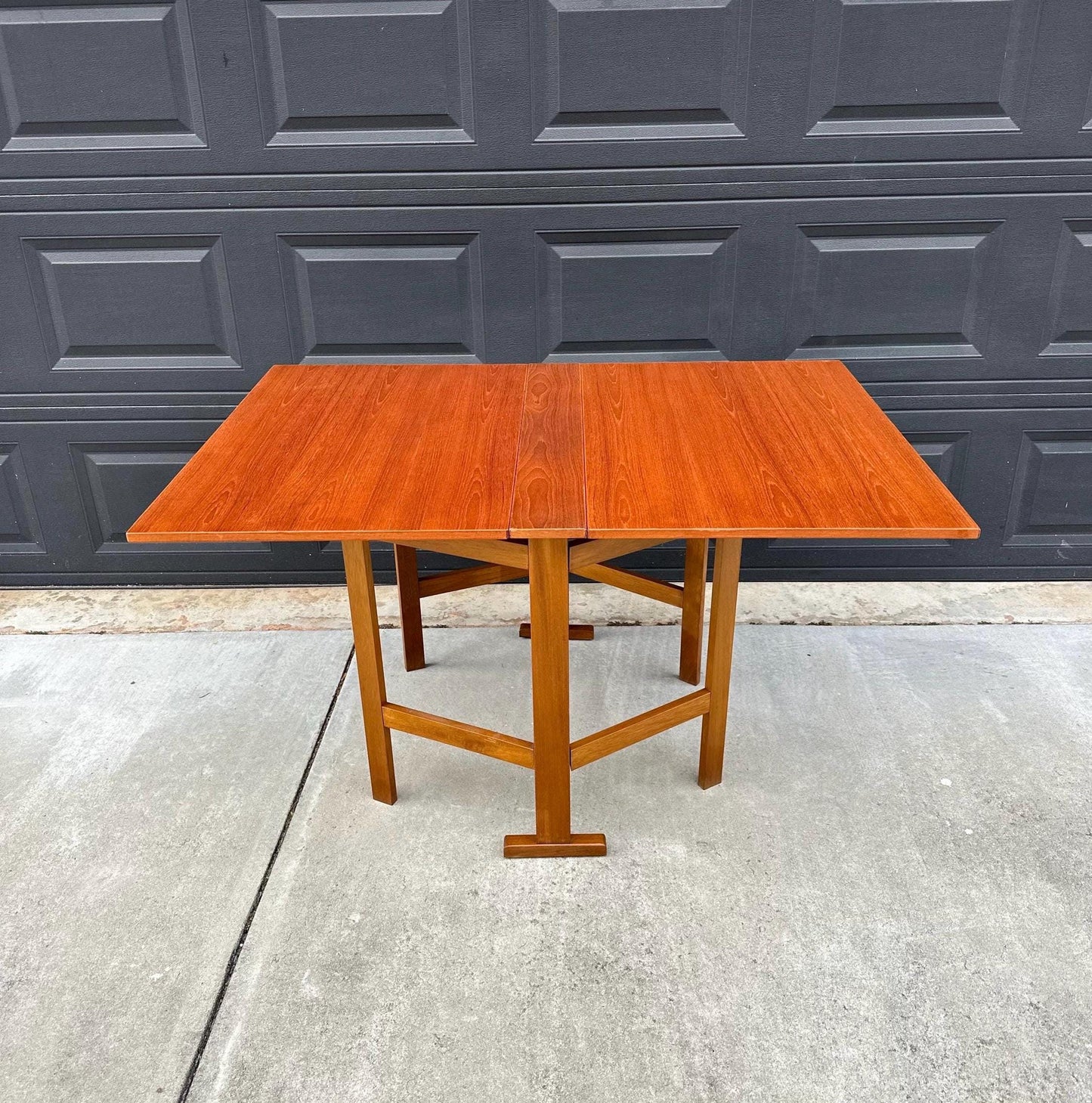 Vintage Mid 1900's Folding Teak Wood Scandinavian Dropleaf Dining Table