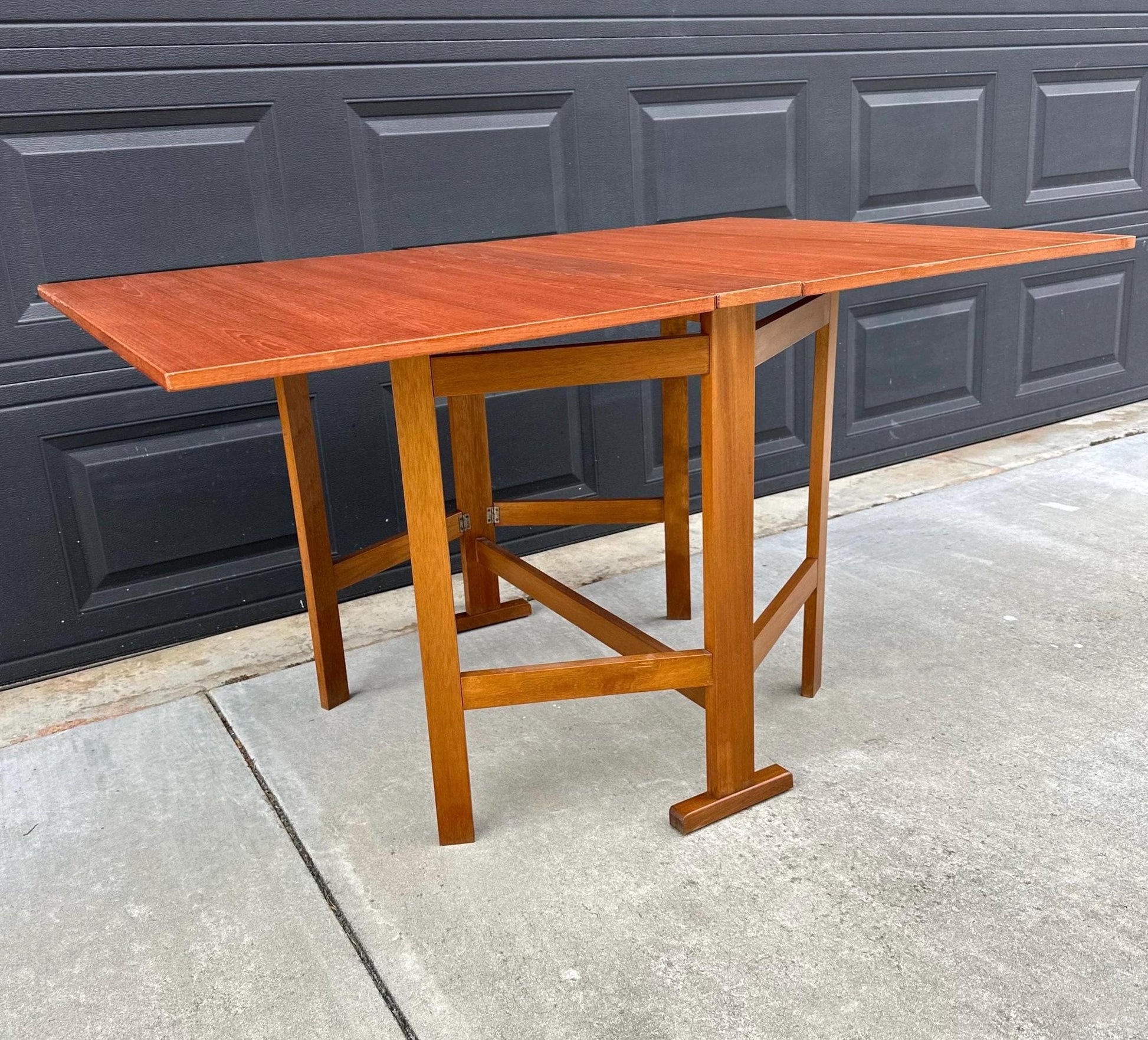 Vintage Mid 1900's Folding Teak Wood Scandinavian Dropleaf Dining Table