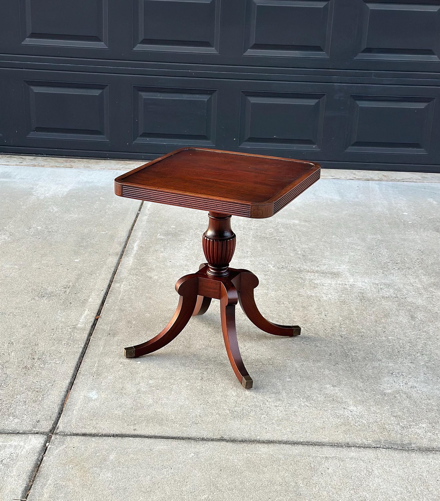 Antique Early 1900's Mahogany Traditional Wood End Table - Federal Bedside Table