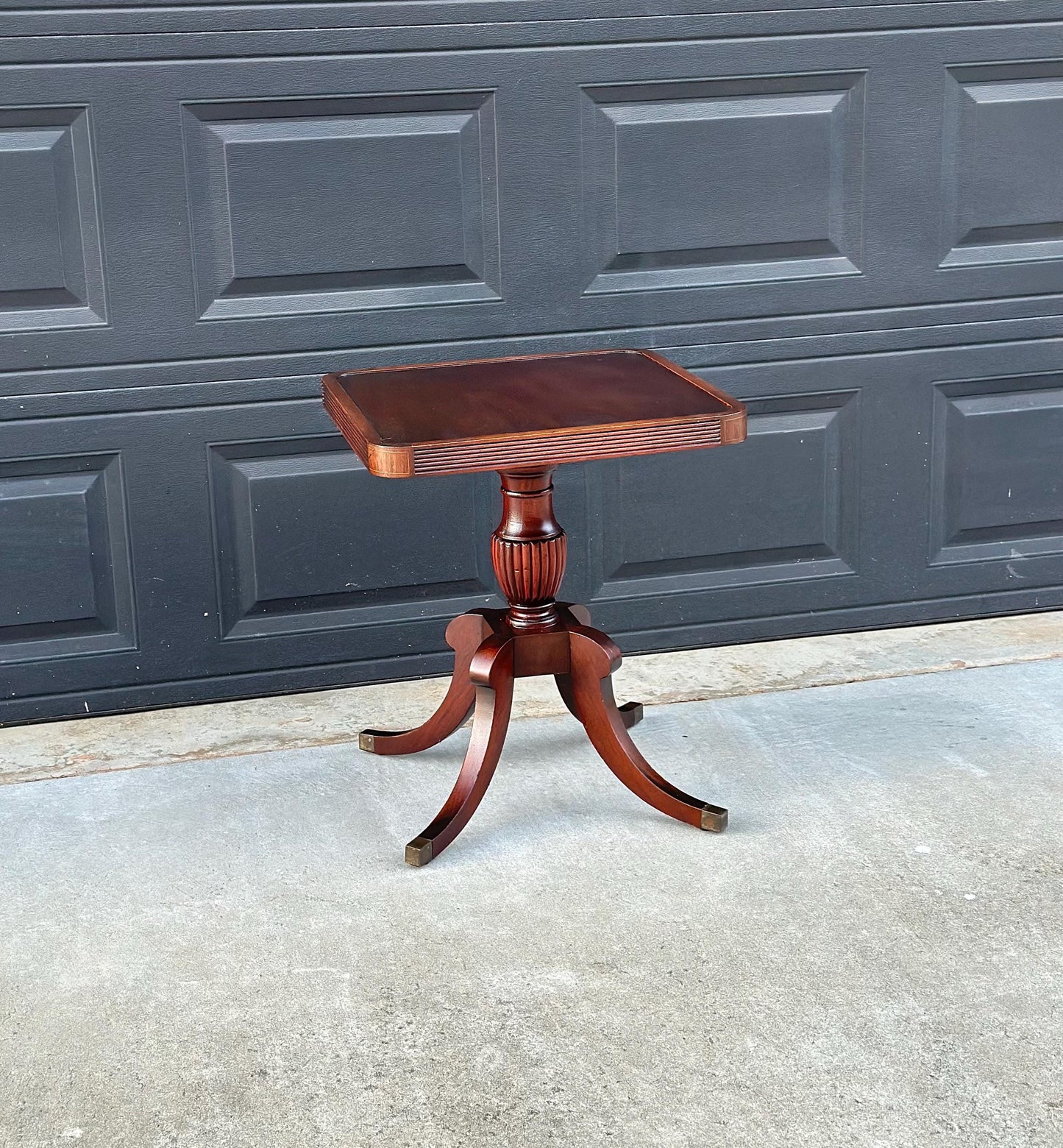 Antique Early 1900's Mahogany Traditional Wood End Table - Federal Bedside Table