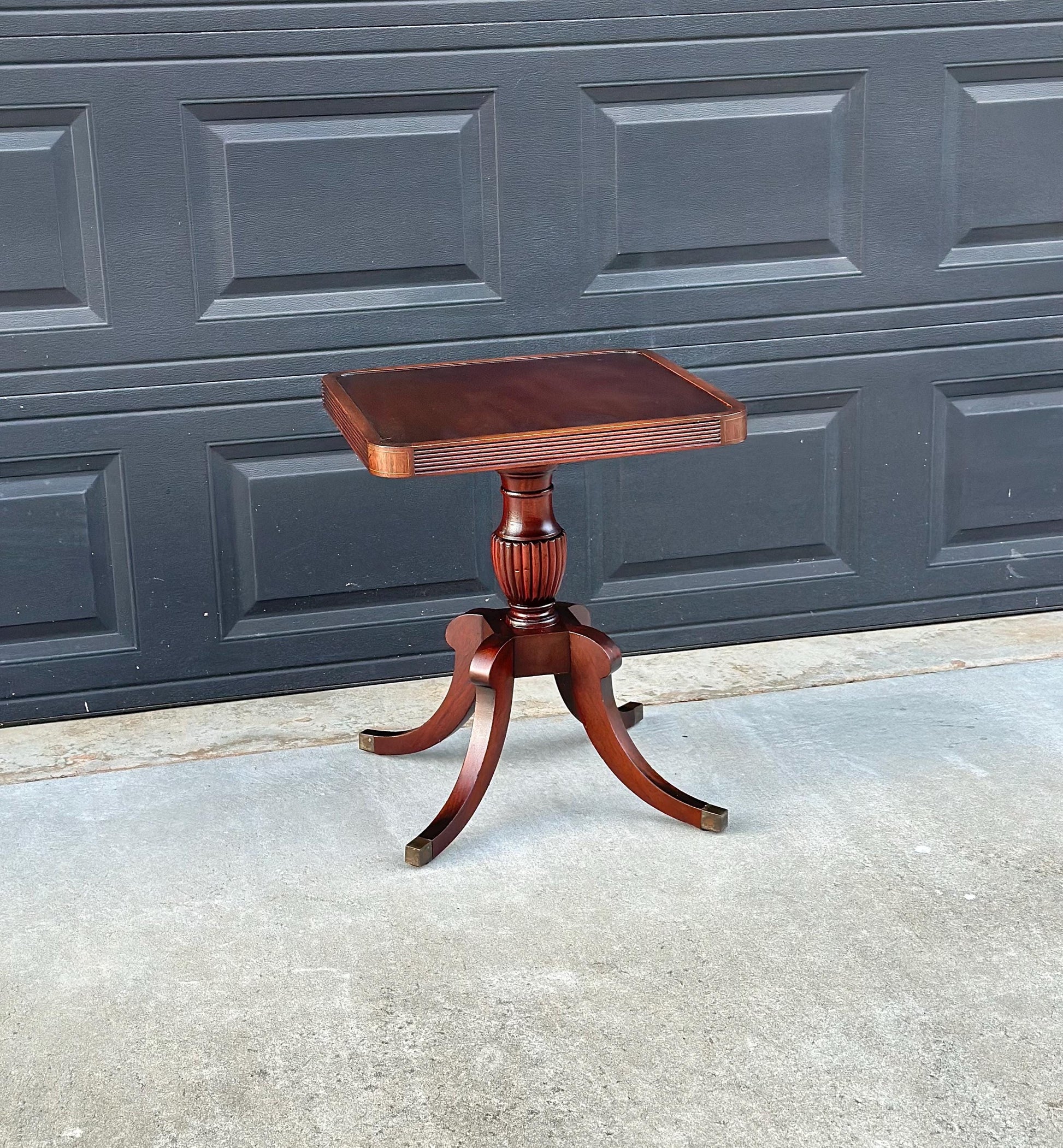 Antique Early 1900's Mahogany Traditional Wood End Table - Federal Bedside Table