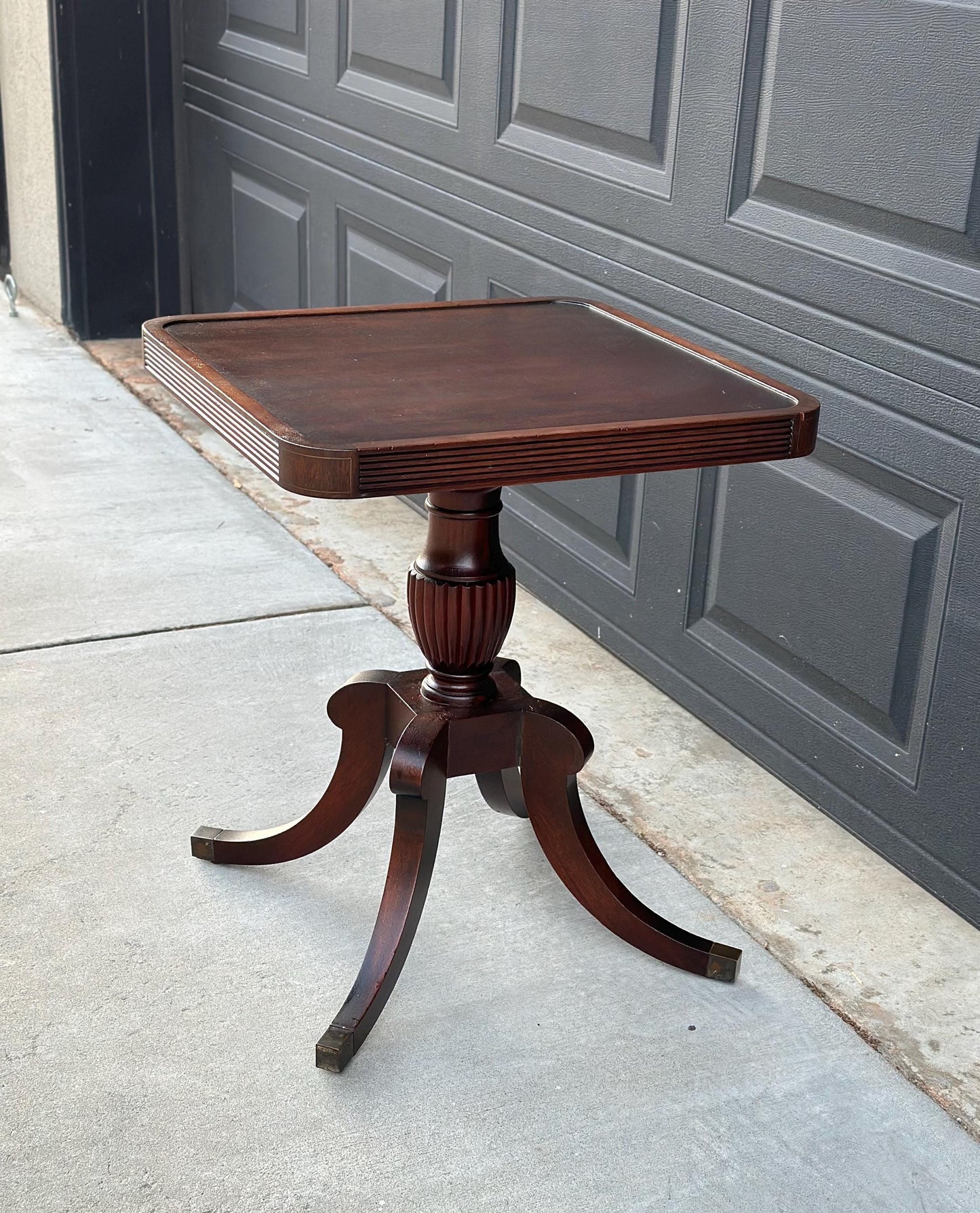 Antique Early 1900's Mahogany Traditional Wood End Table - Federal Bedside Table