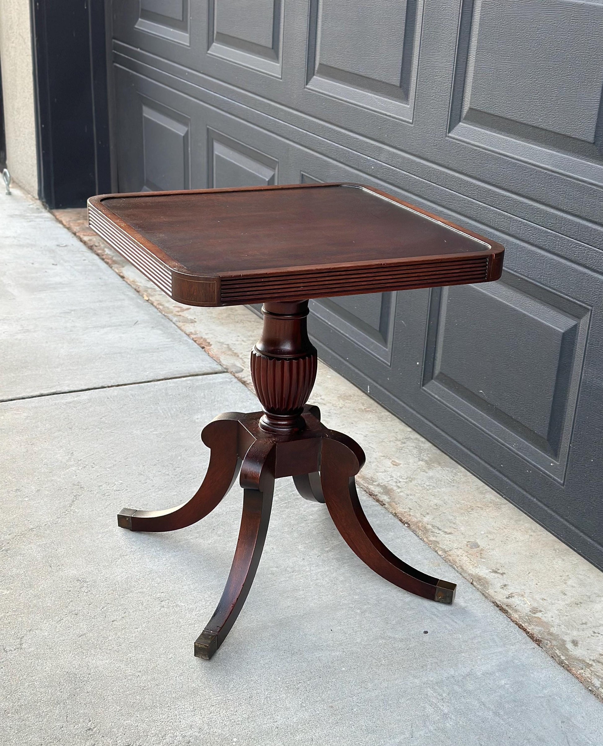 Antique Early 1900's Mahogany Traditional Wood End Table - Federal Bedside Table