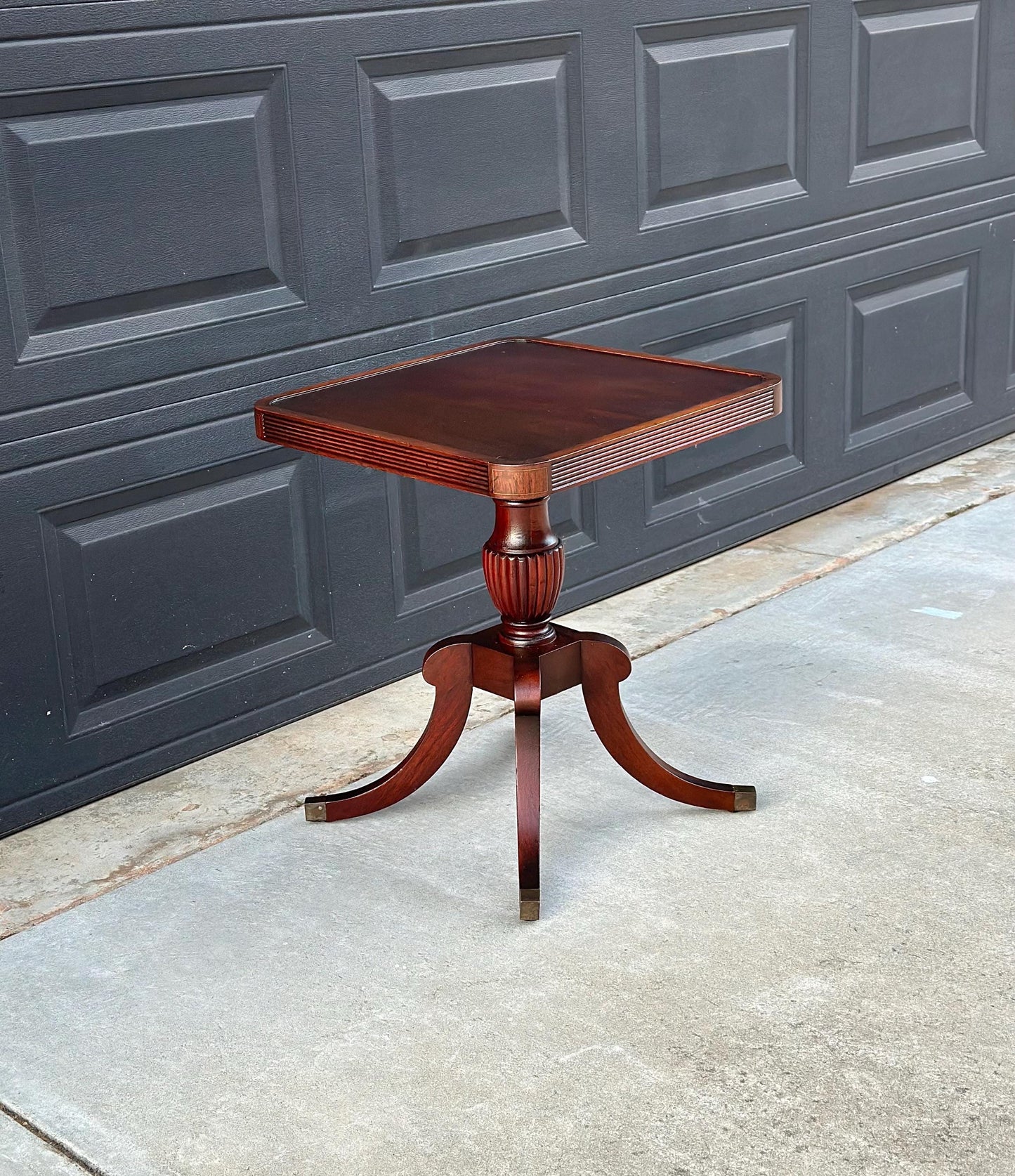 Antique Early 1900's Mahogany Traditional Wood End Table - Federal Bedside Table