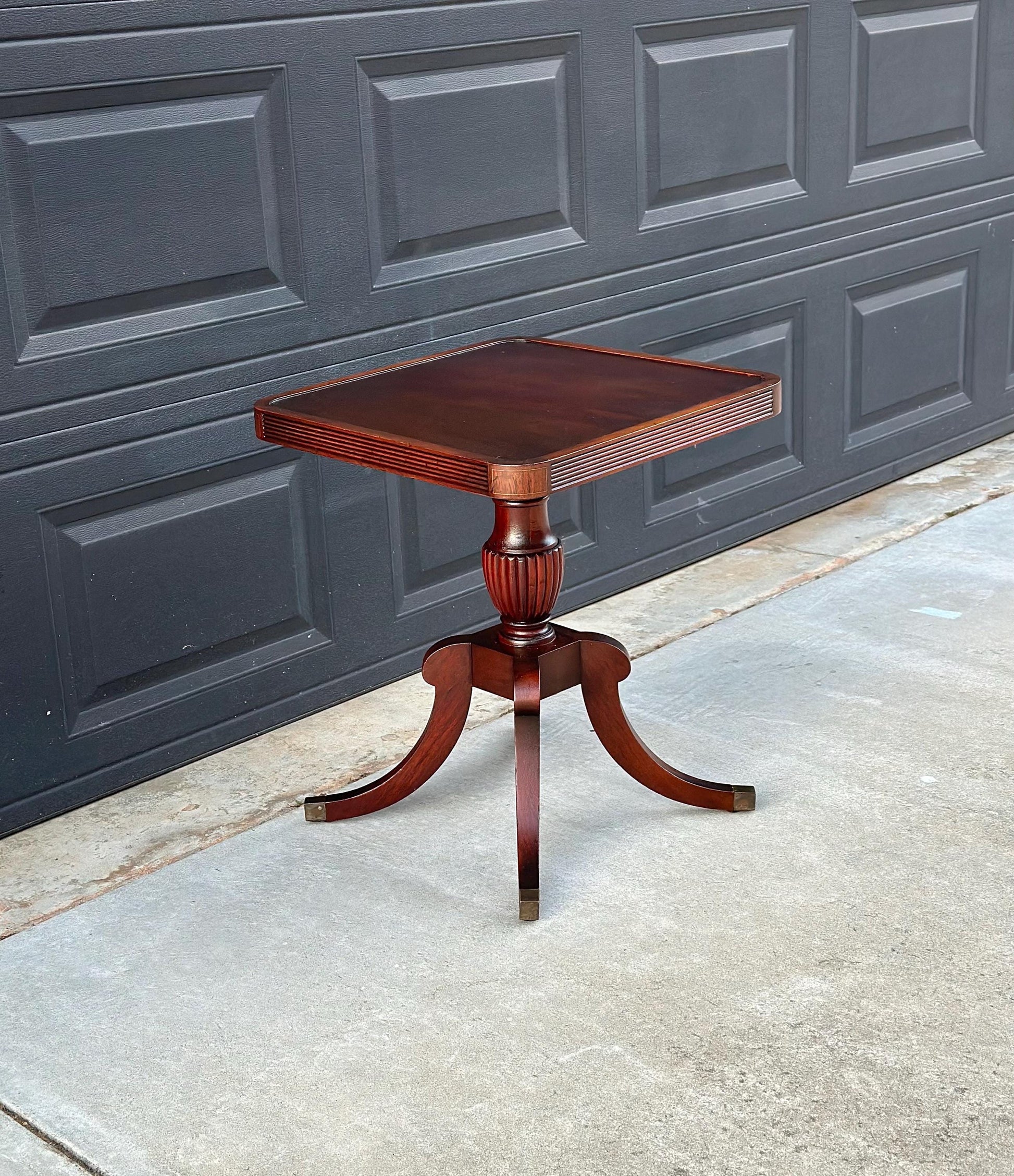 Antique Early 1900's Mahogany Traditional Wood End Table - Federal Bedside Table