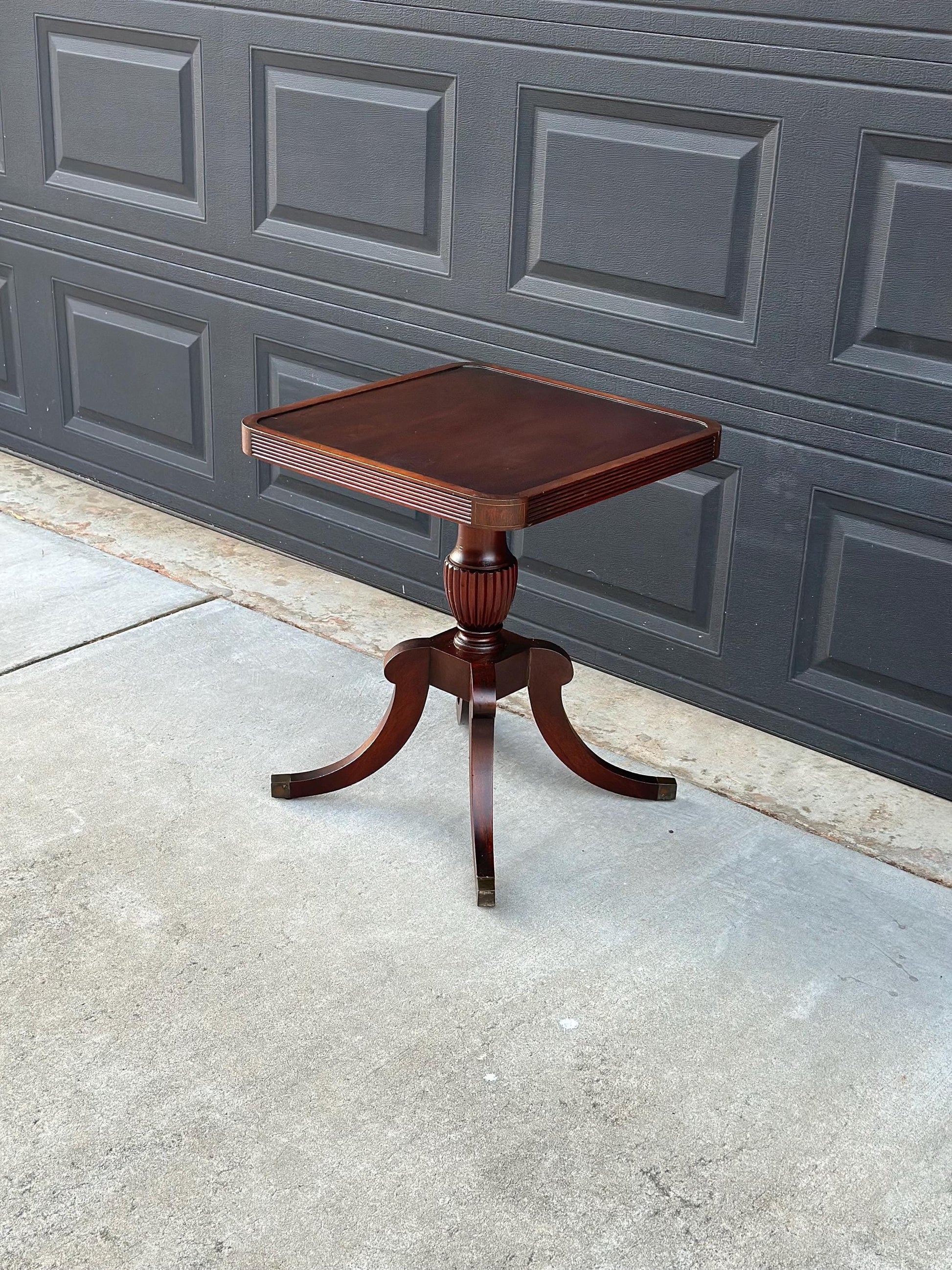 Antique Early 1900's Mahogany Traditional Wood End Table - Federal Bedside Table