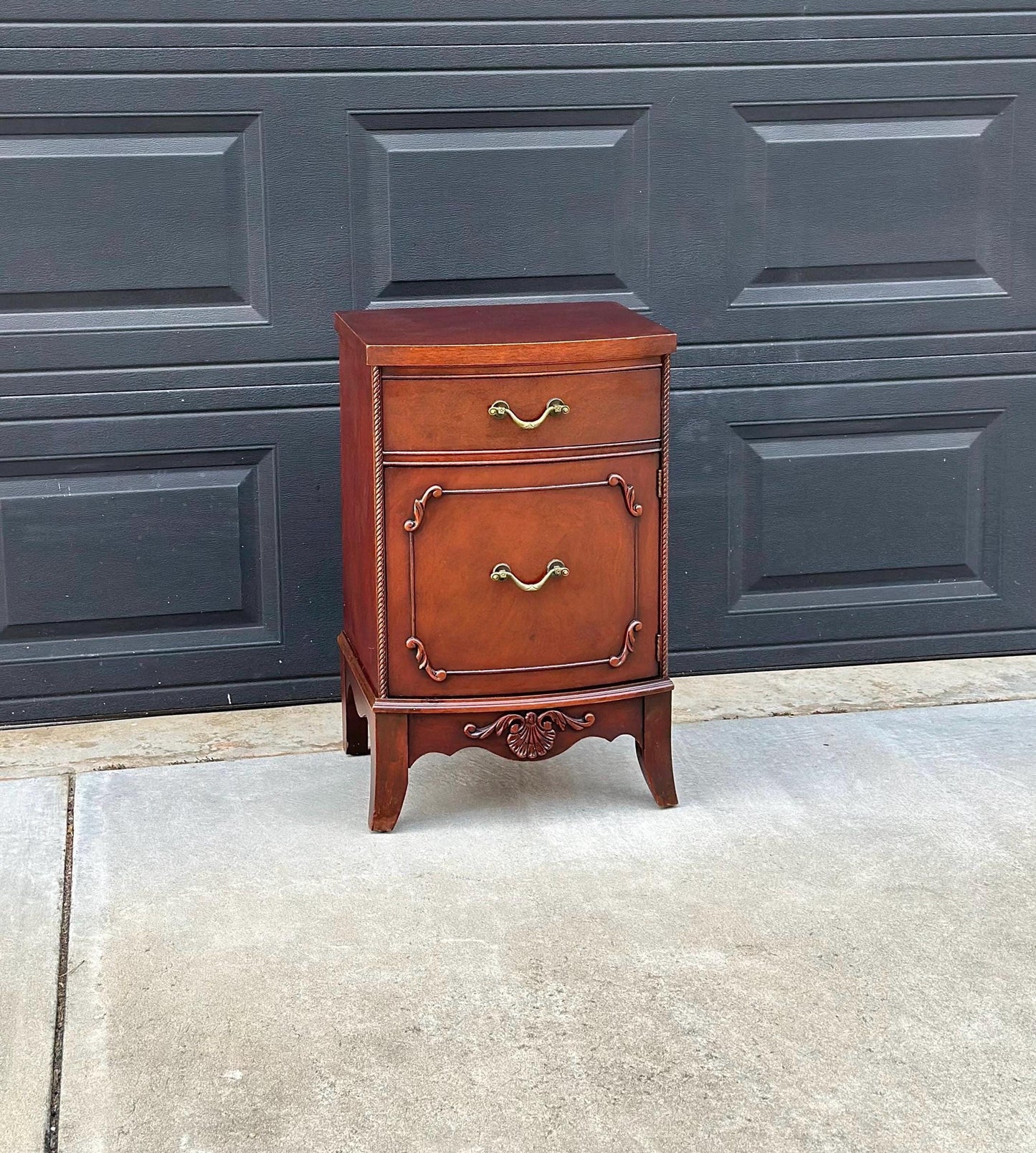 Vintage Mid 1900's Classic Mahogany Wood Cabinet Nightstand with Drawer