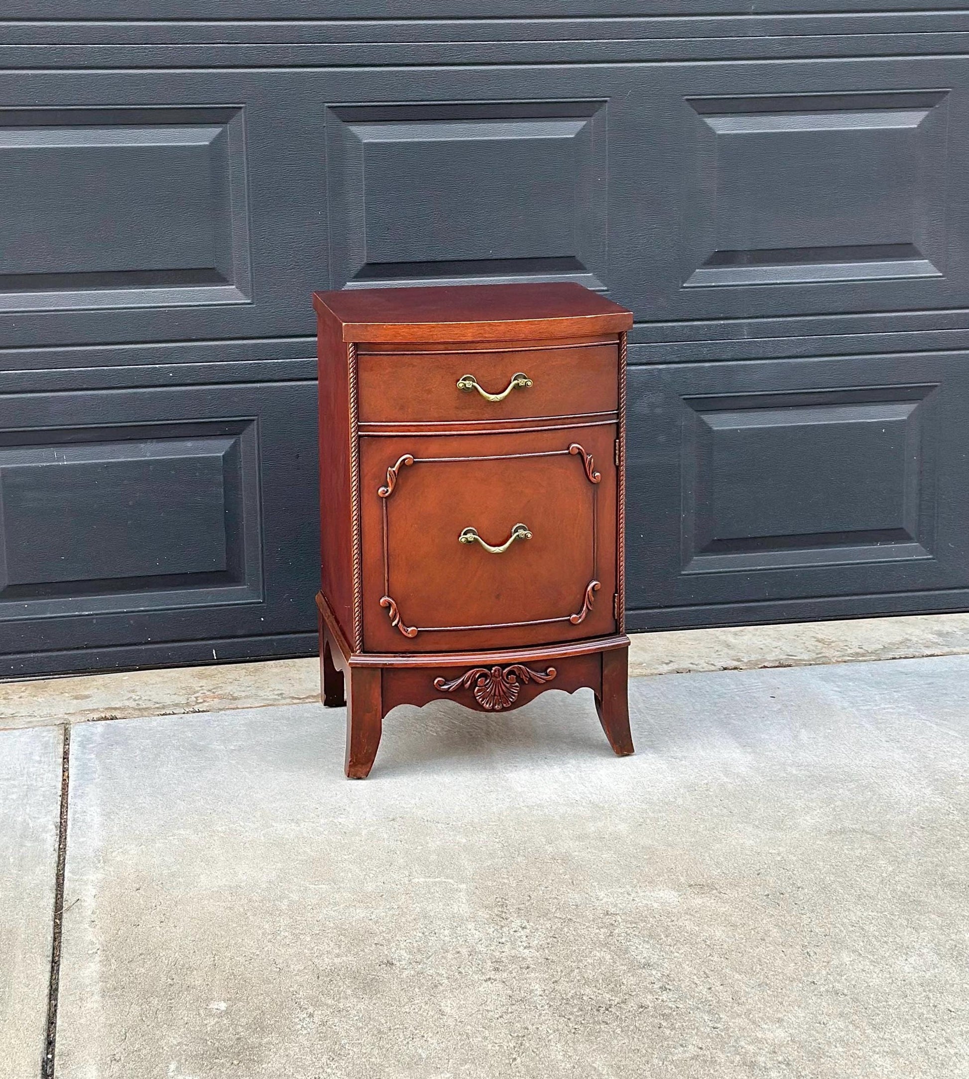 Vintage Mid 1900's Classic Mahogany Wood Cabinet Nightstand with Drawer