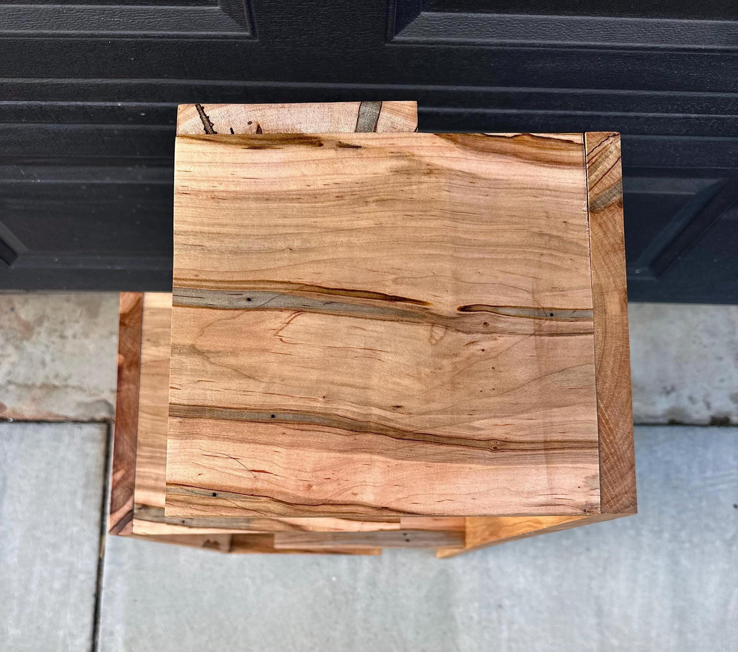 Handcrafted Solid Maple Wood Multi-Tiered Mid Mod Bookshelf