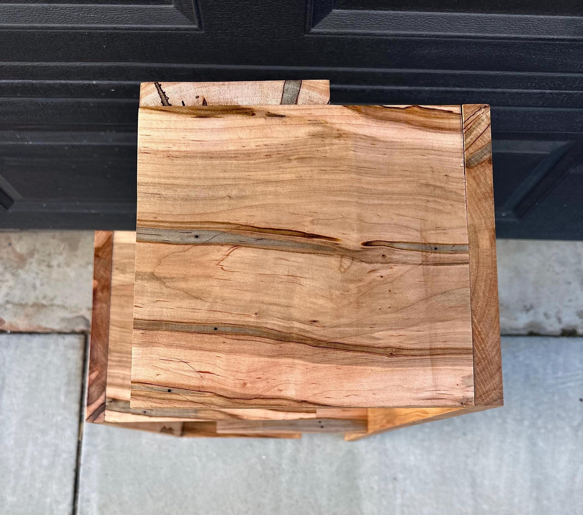 Handcrafted Solid Maple Wood Multi-Tiered Mid Mod Bookshelf