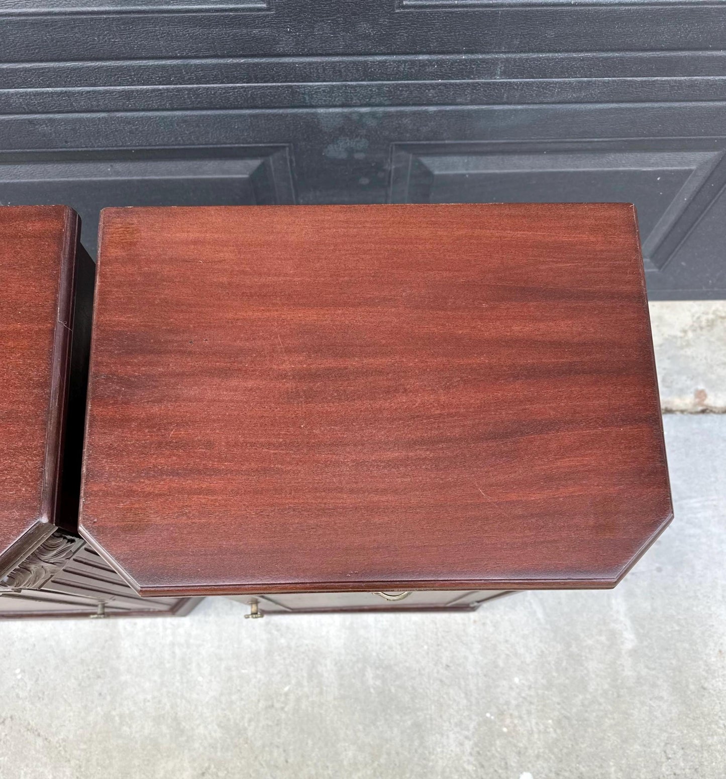Vintage Mid 1900's Single Drawer Mahogany Wood Nightstands with Cabinet – a Pair