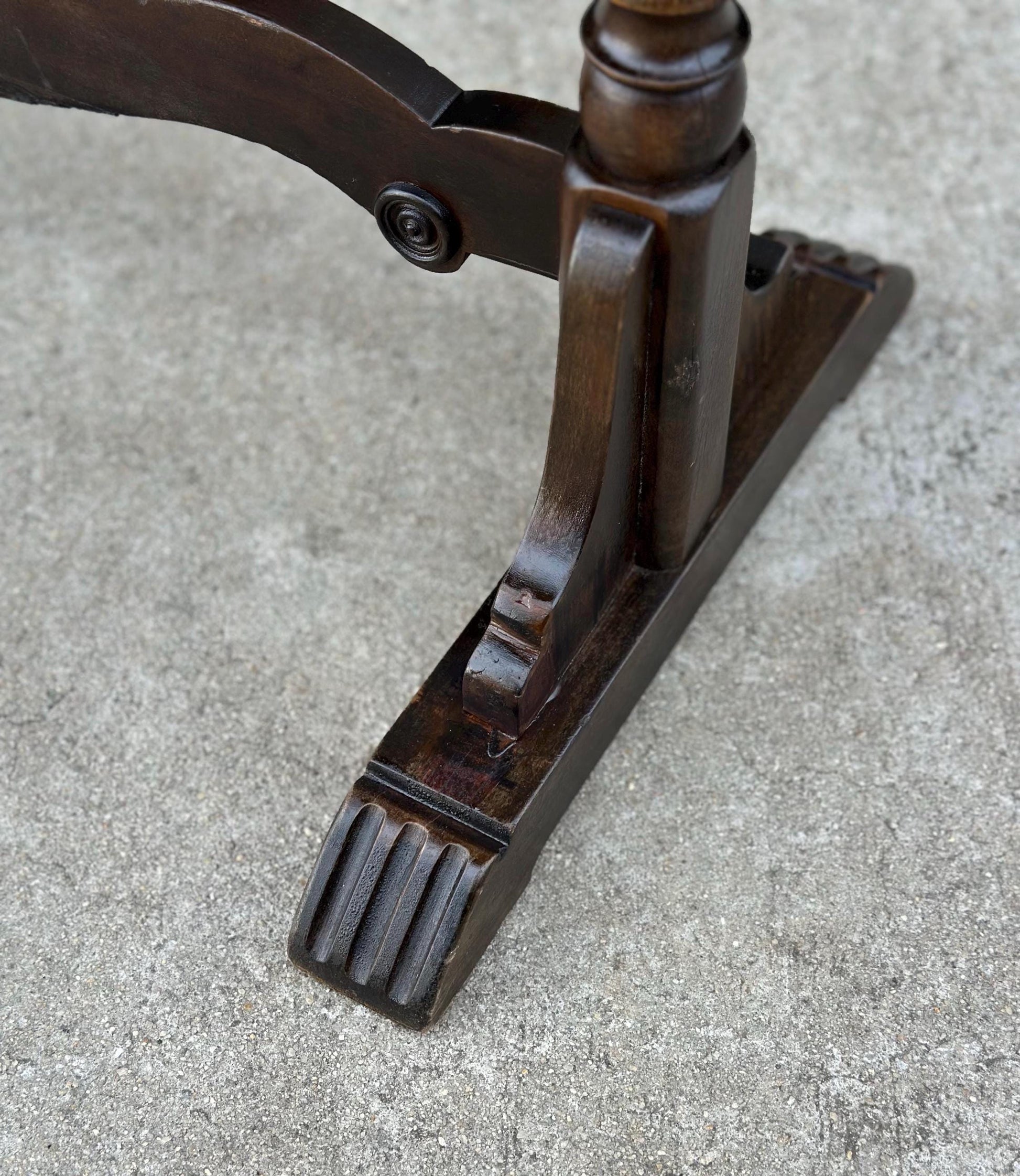 Antique Late 1800's Walnut Spindle Leg Solid Wood Narrow Accent Table