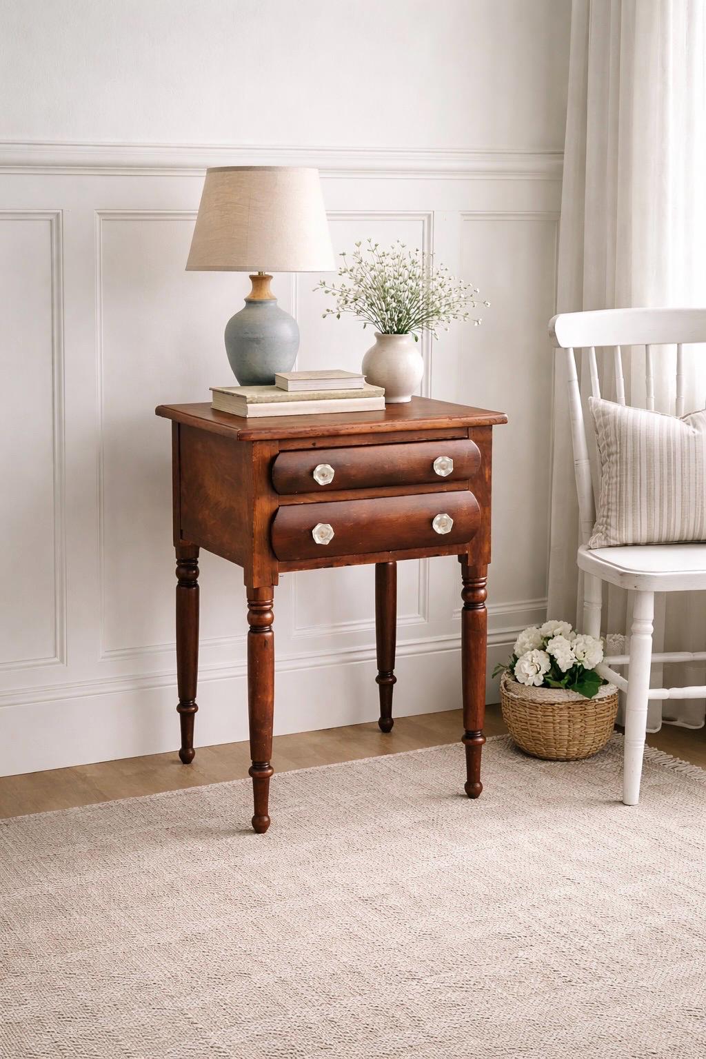 Antique Late 1800's Solid Wood Federal Walnut End Table