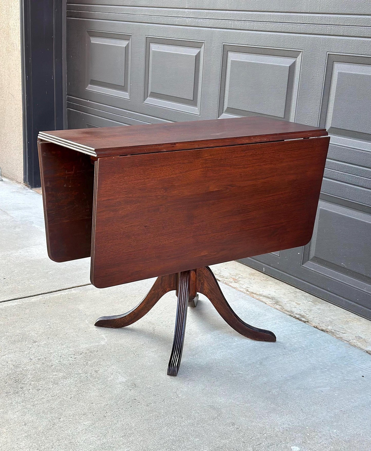 Antique Early 1900's Traditional Mahogany Folding Drop Leaf Solid Wood Dining Table