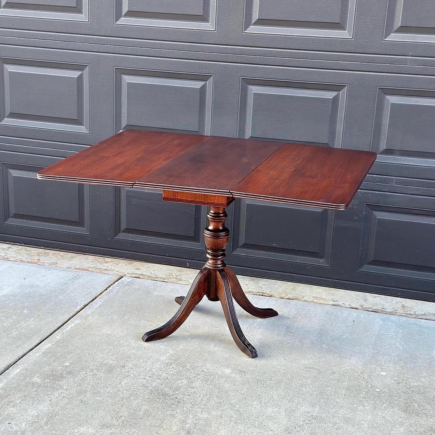 Antique Early 1900's Traditional Mahogany Folding Drop Leaf Solid Wood Dining Table
