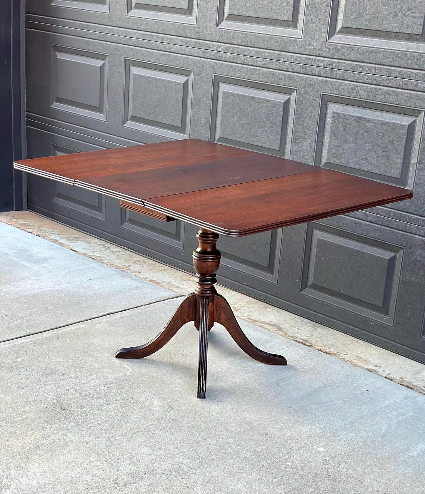 Antique Early 1900's Traditional Mahogany Folding Drop Leaf Solid Wood Dining Table