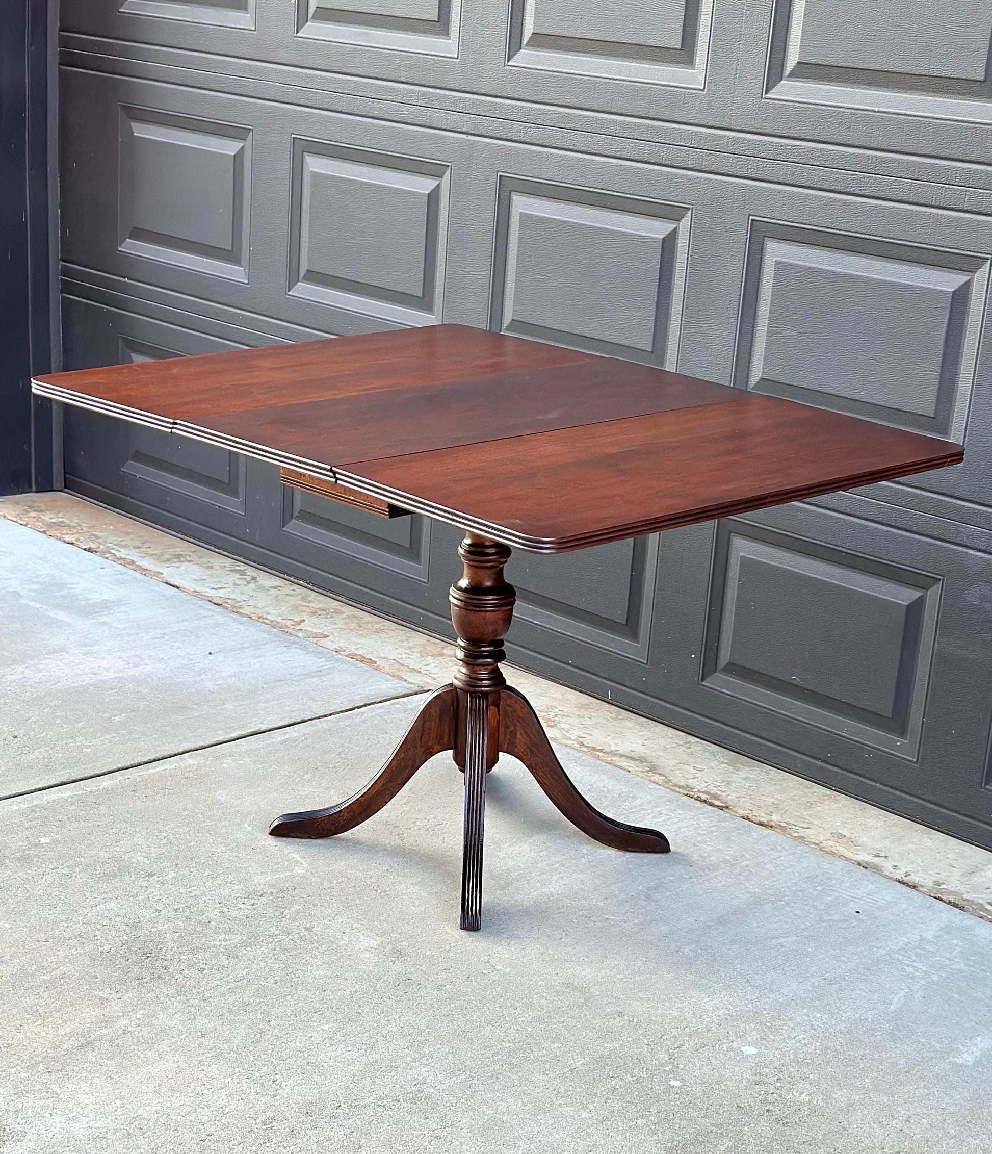 Antique Early 1900's Traditional Mahogany Folding Drop Leaf Solid Wood Dining Table